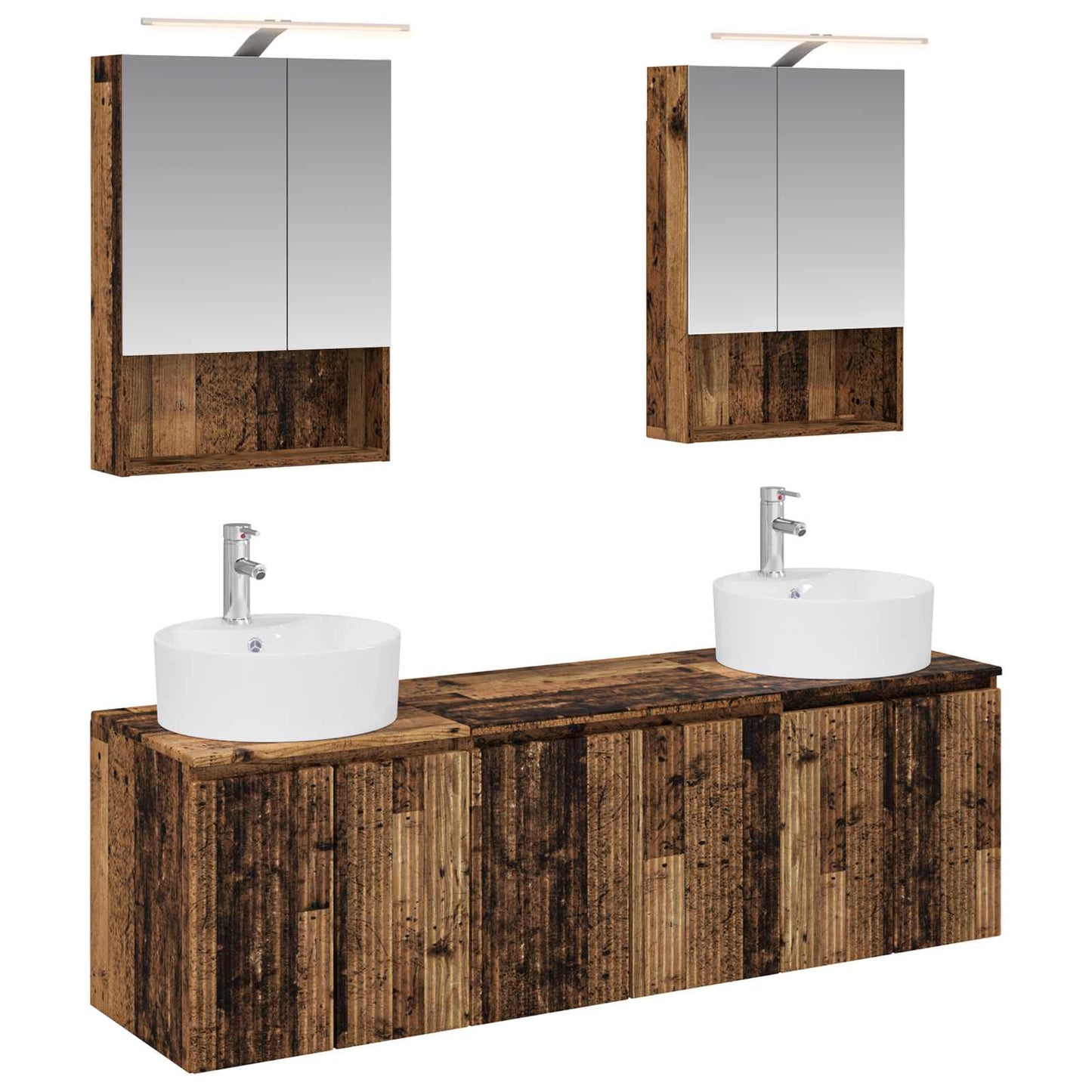 Badkamerkastenset 5 pcs Oud hout Bewerkt hout