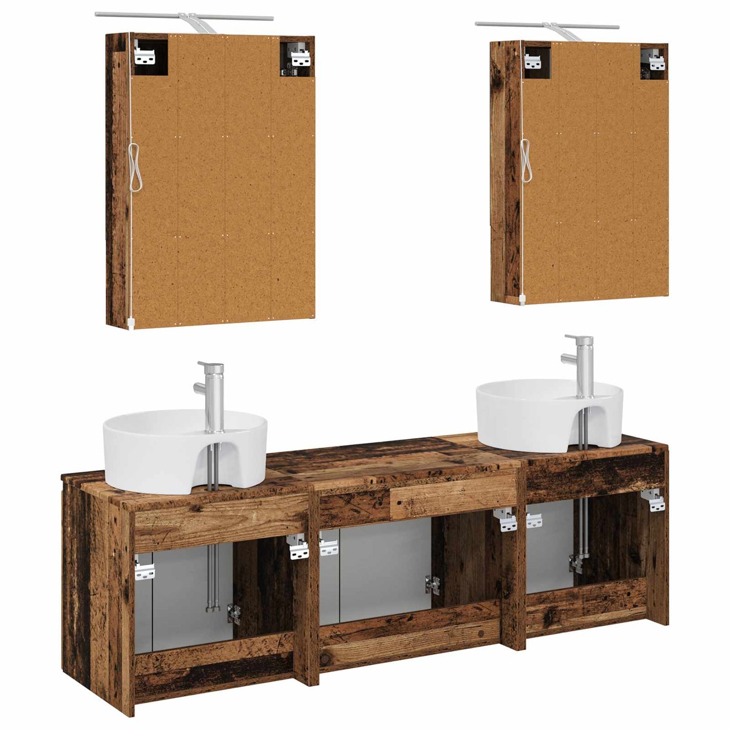 Badkamerkastenset 5 pcs Oud hout Bewerkt hout