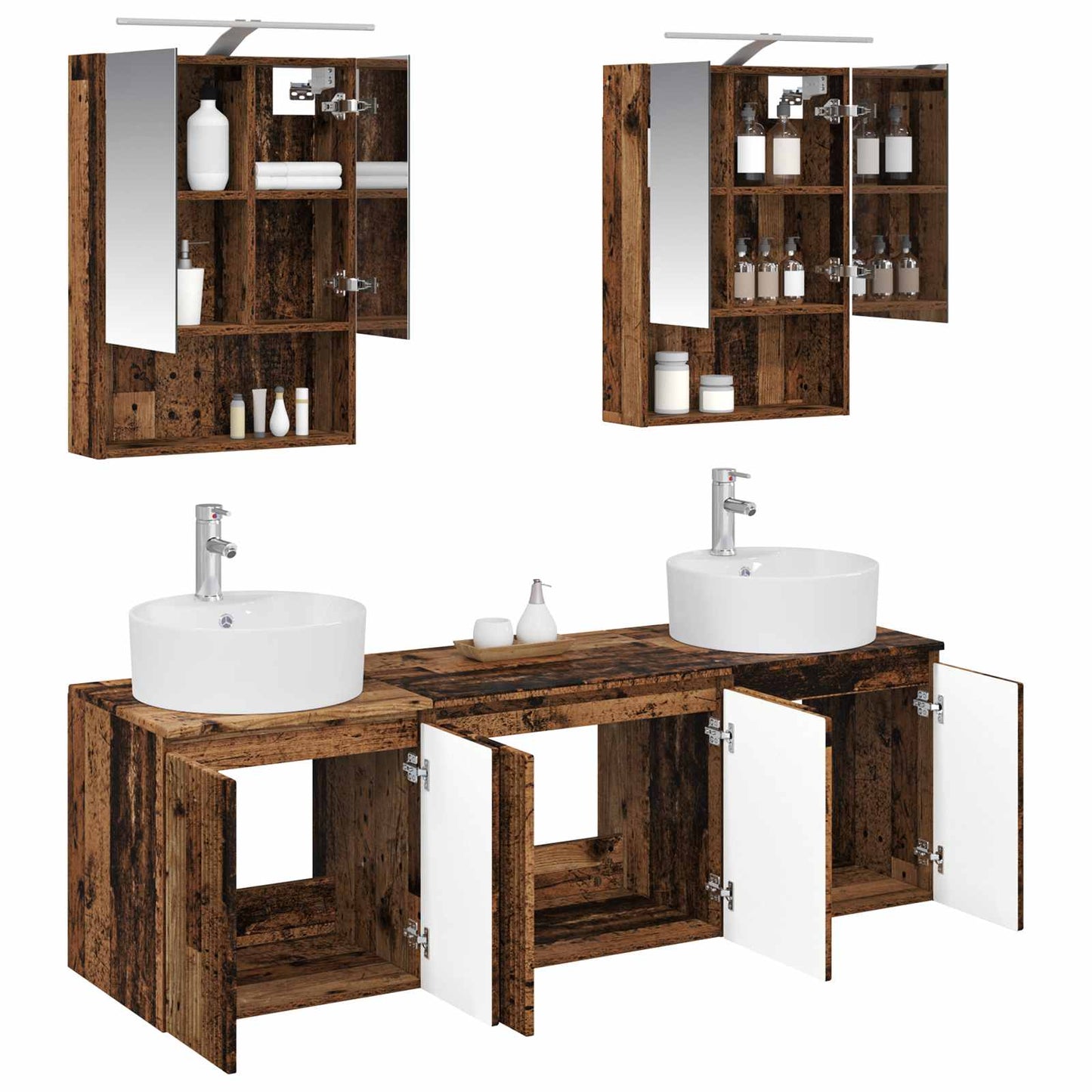 Badkamerkastenset 5 pcs Oud hout Bewerkt hout