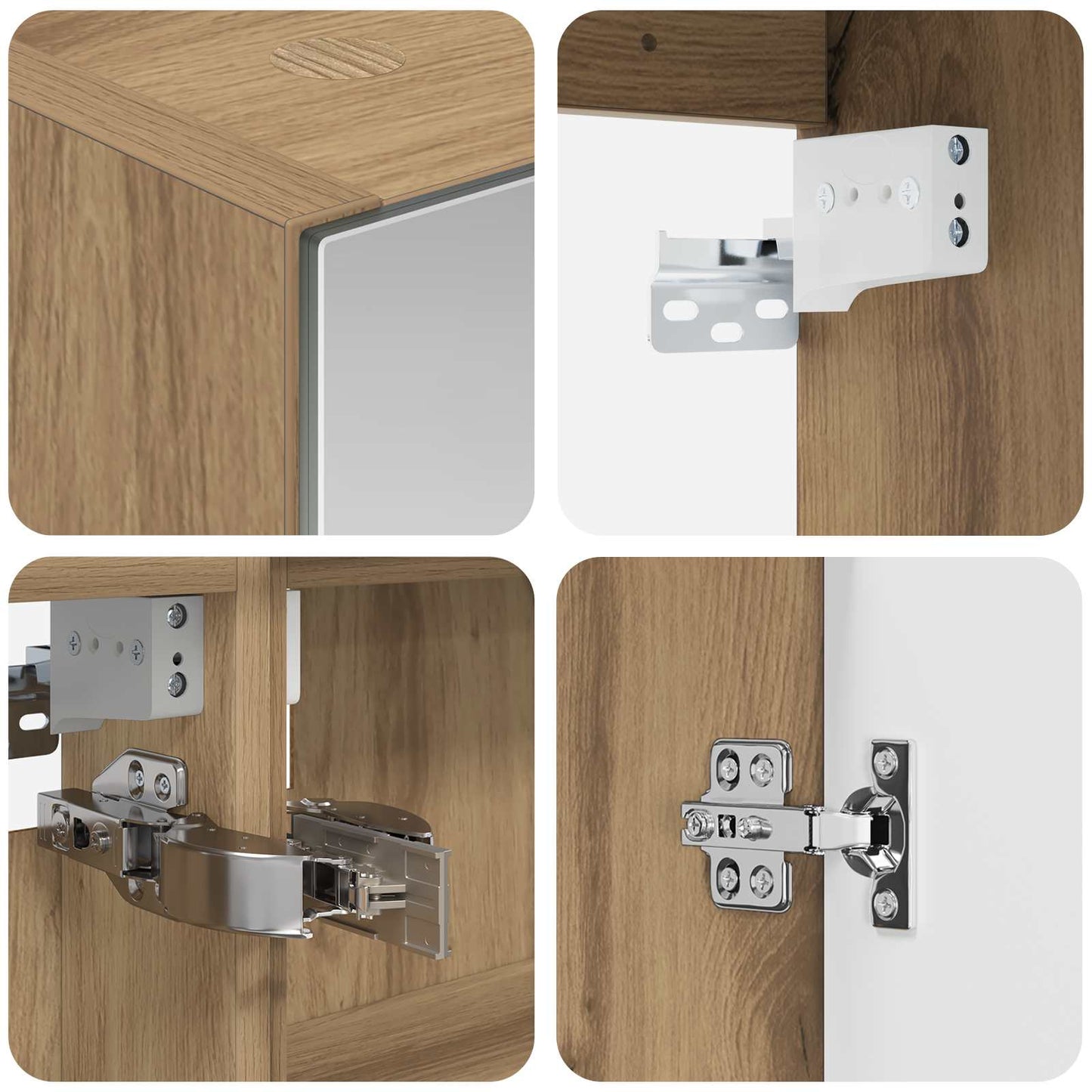 Badkamerkastenset 5 pcs Artisanaal eiken Bewerkt hout