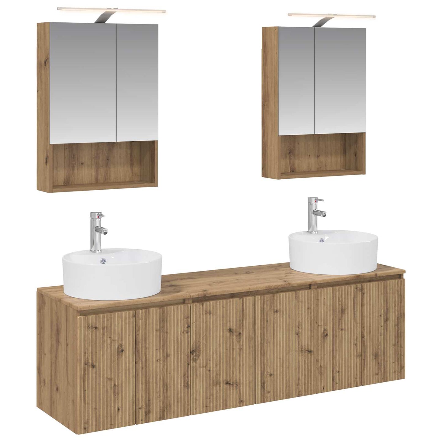 Badkamerkastenset 5 pcs Artisanaal eiken Bewerkt hout