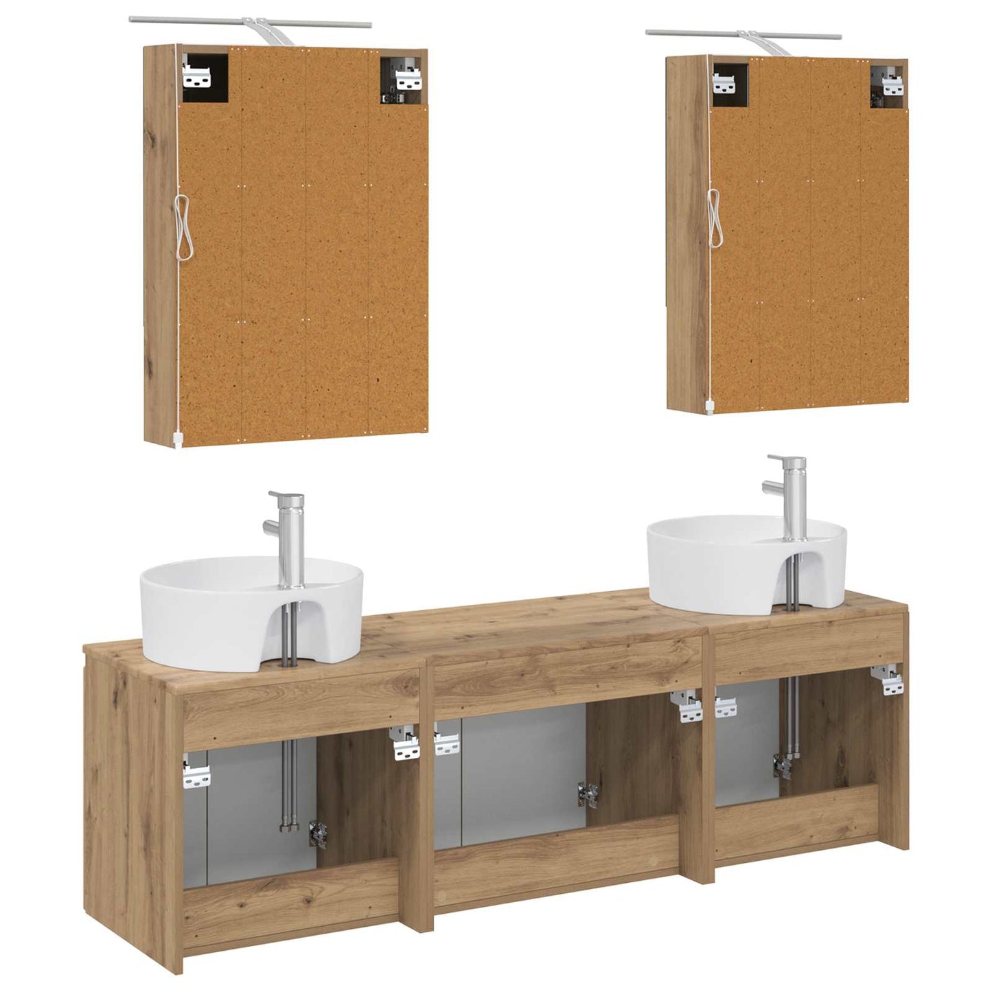 Badkamerkastenset 5 pcs Artisanaal eiken Bewerkt hout