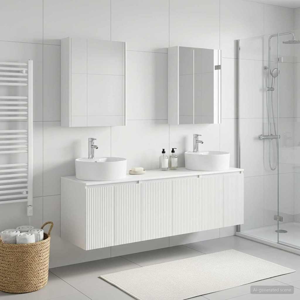 Badkamerkastenset 5 pcs Wit Bewerkt hout