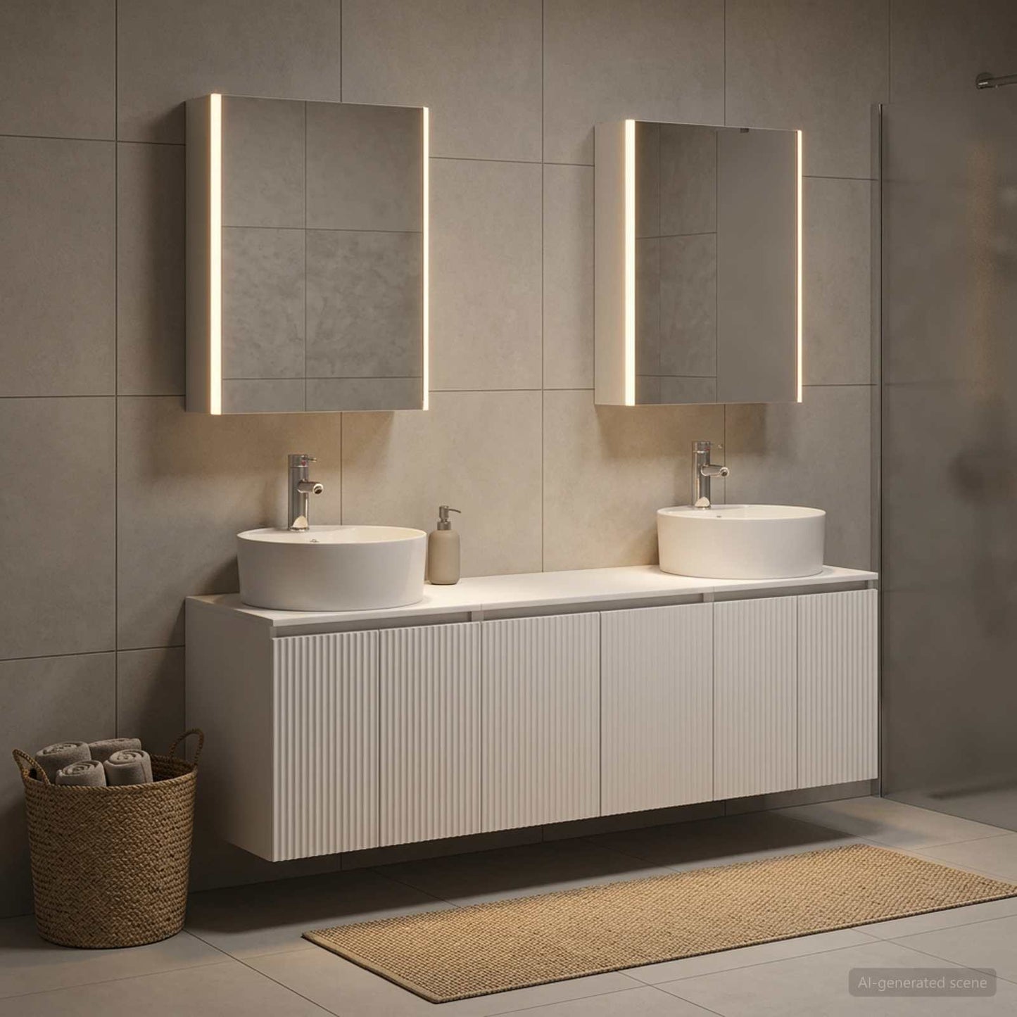 Badkamerkastenset 5 pcs Wit Bewerkt hout