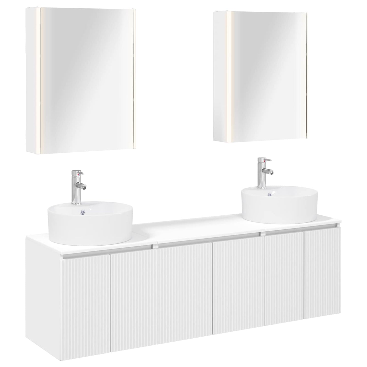 Badkamerkastenset 5 pcs Wit Bewerkt hout