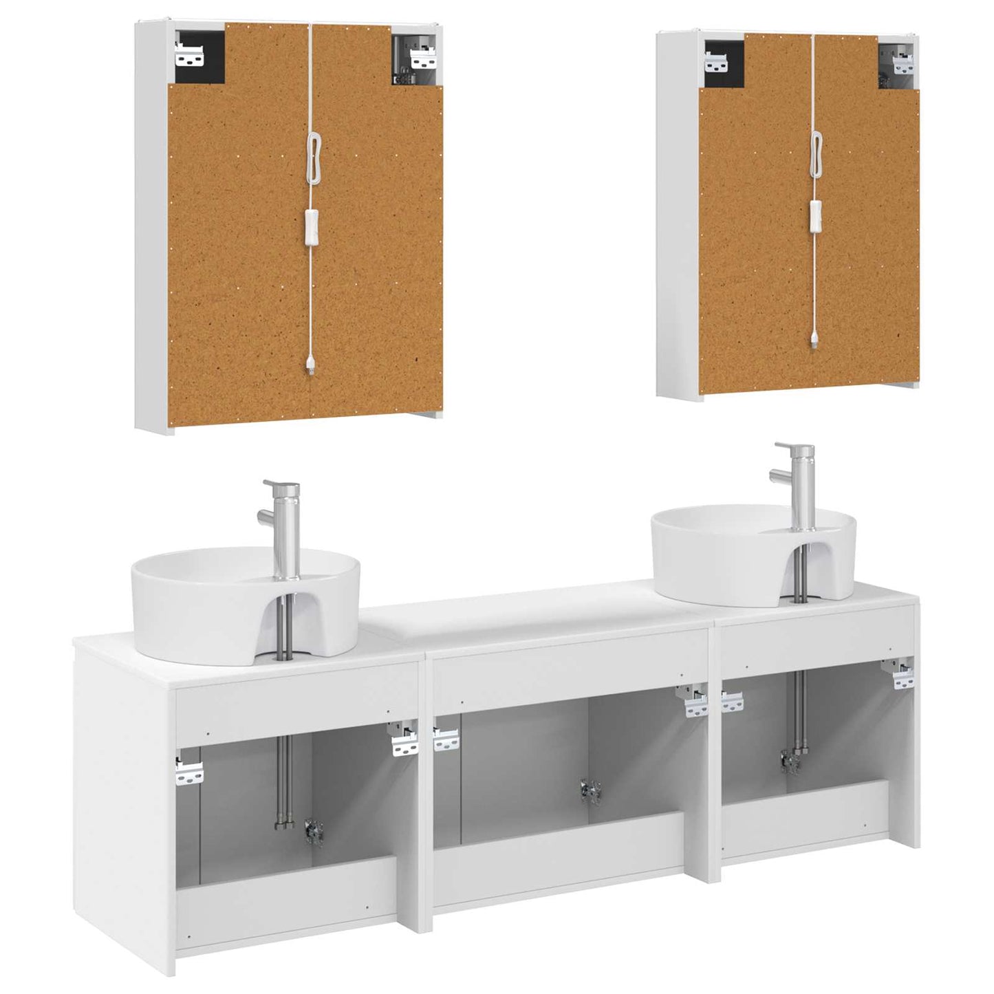 Badkamerkastenset 5 pcs Wit Bewerkt hout
