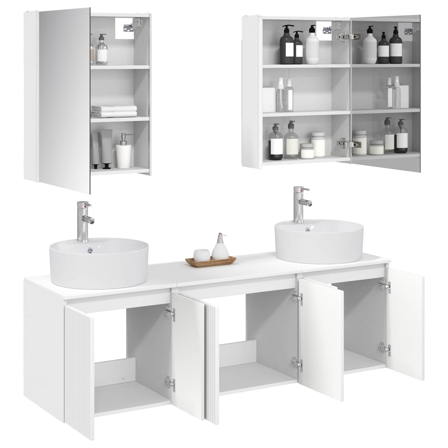 Badkamerkastenset 5 pcs Wit Bewerkt hout