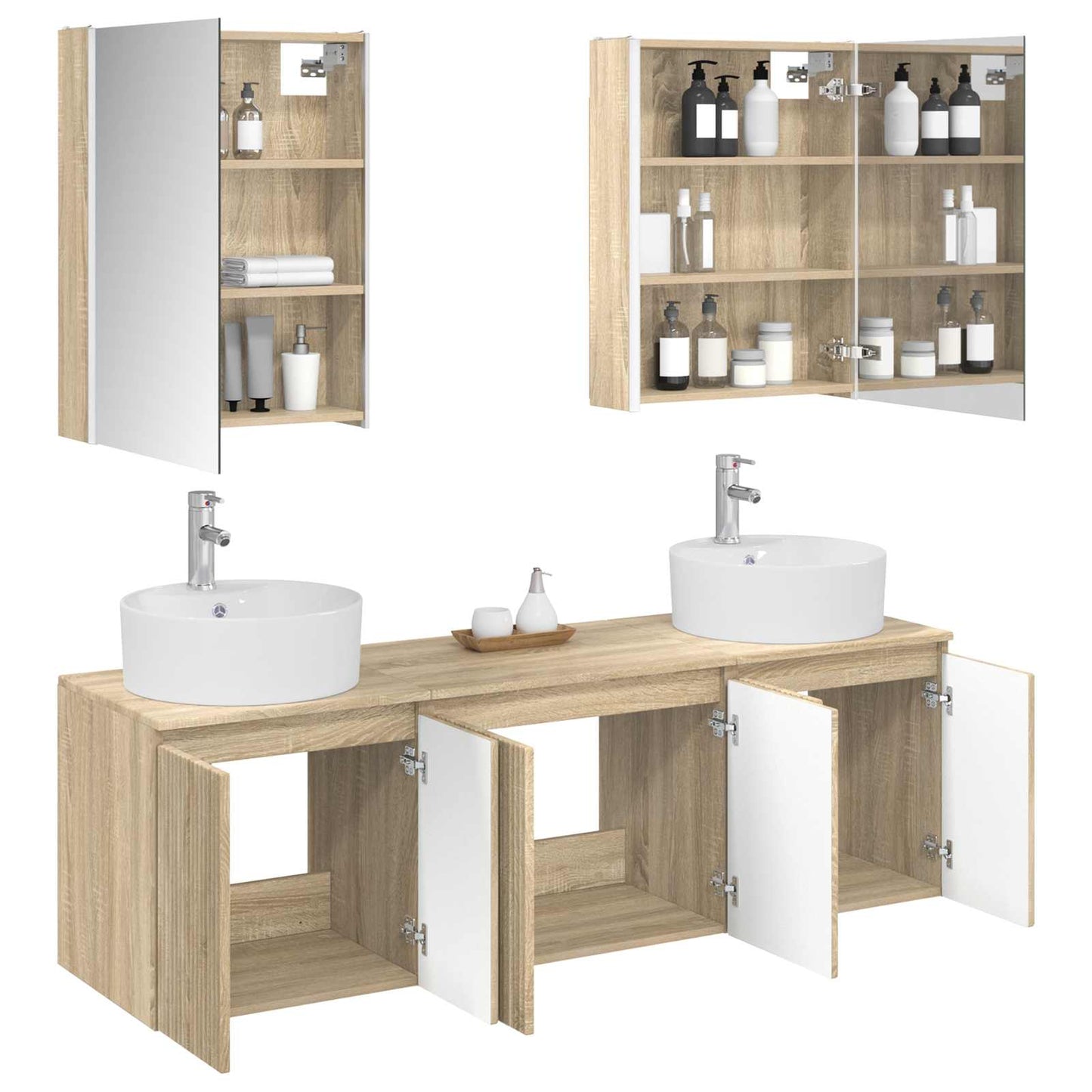 Badkamerkastenset 5 pcs Sonoma Eiken Bewerkt hout