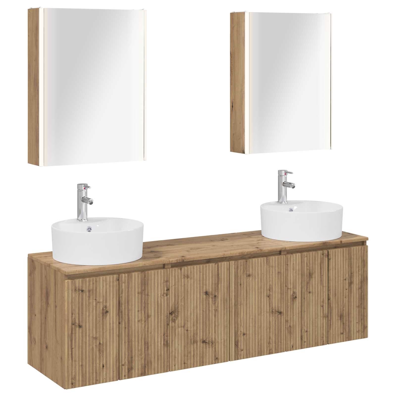 Badkamerkastenset 5 st Artisanaal eiken Bewerkt hout is nu te koop bij PeponiXL, paradijselijk wonen!