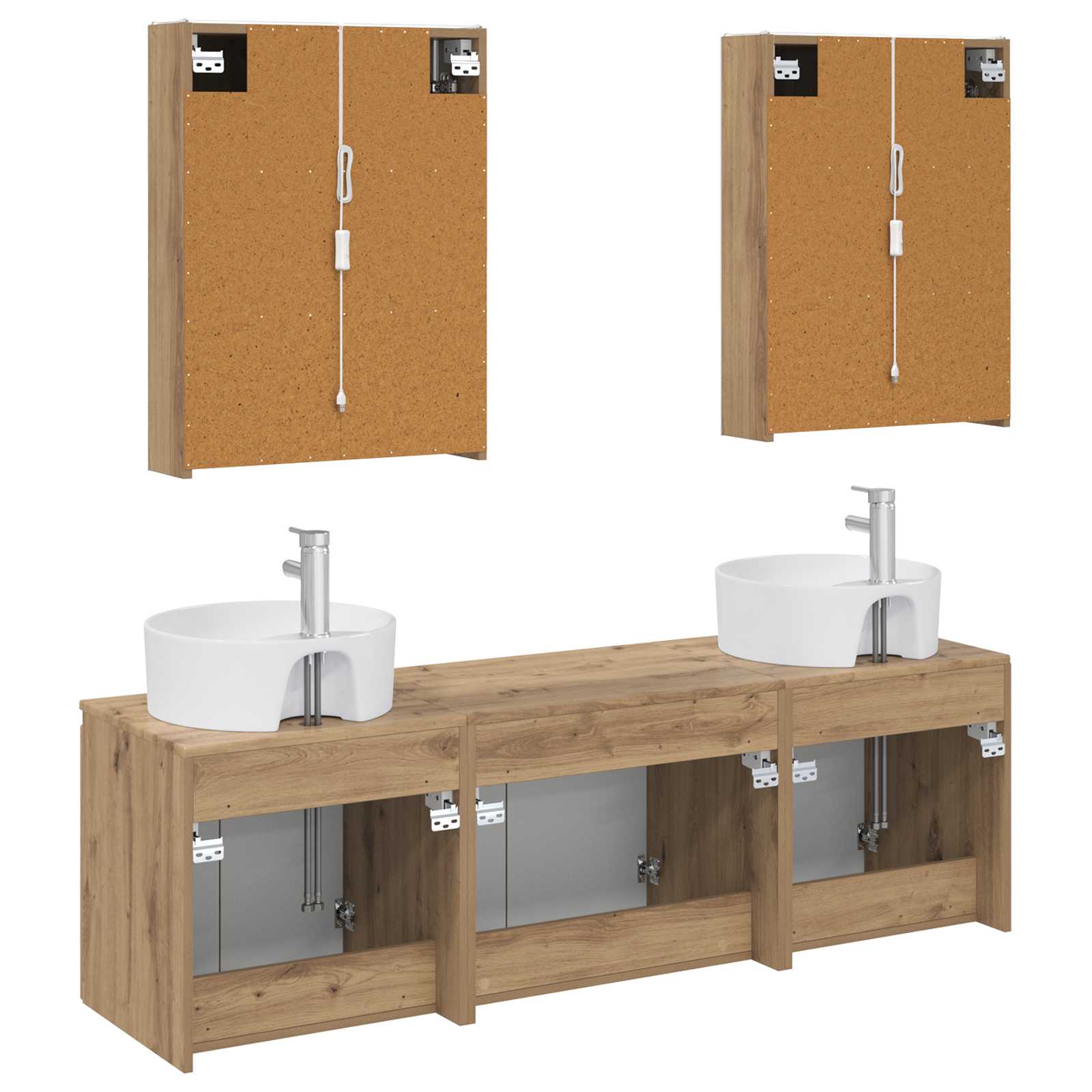 Badkamerkastenset 5 st Artisanaal eiken Bewerkt hout is nu te koop bij PeponiXL, paradijselijk wonen!