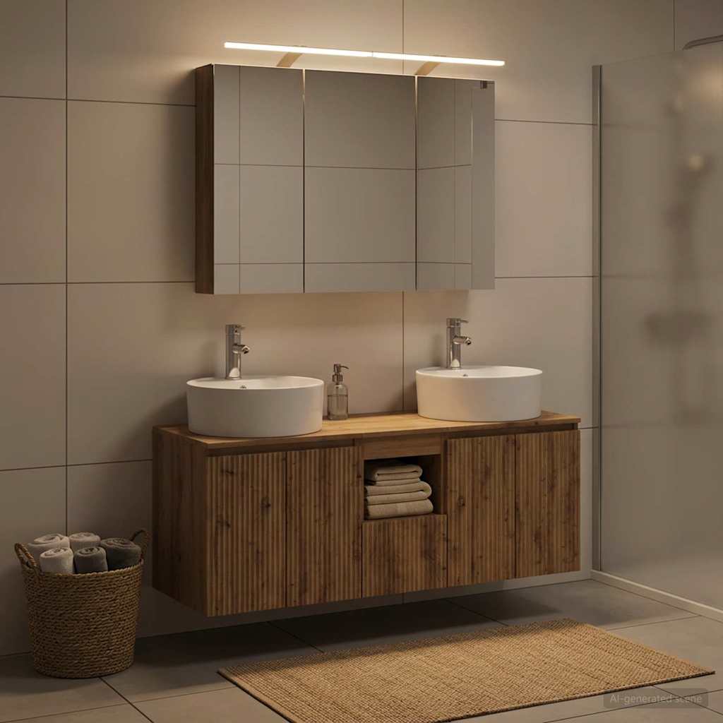 Badkamerkastenset 4 st Artisanaal eiken Bewerkt hout is nu te koop bij PeponiXL, paradijselijk wonen!