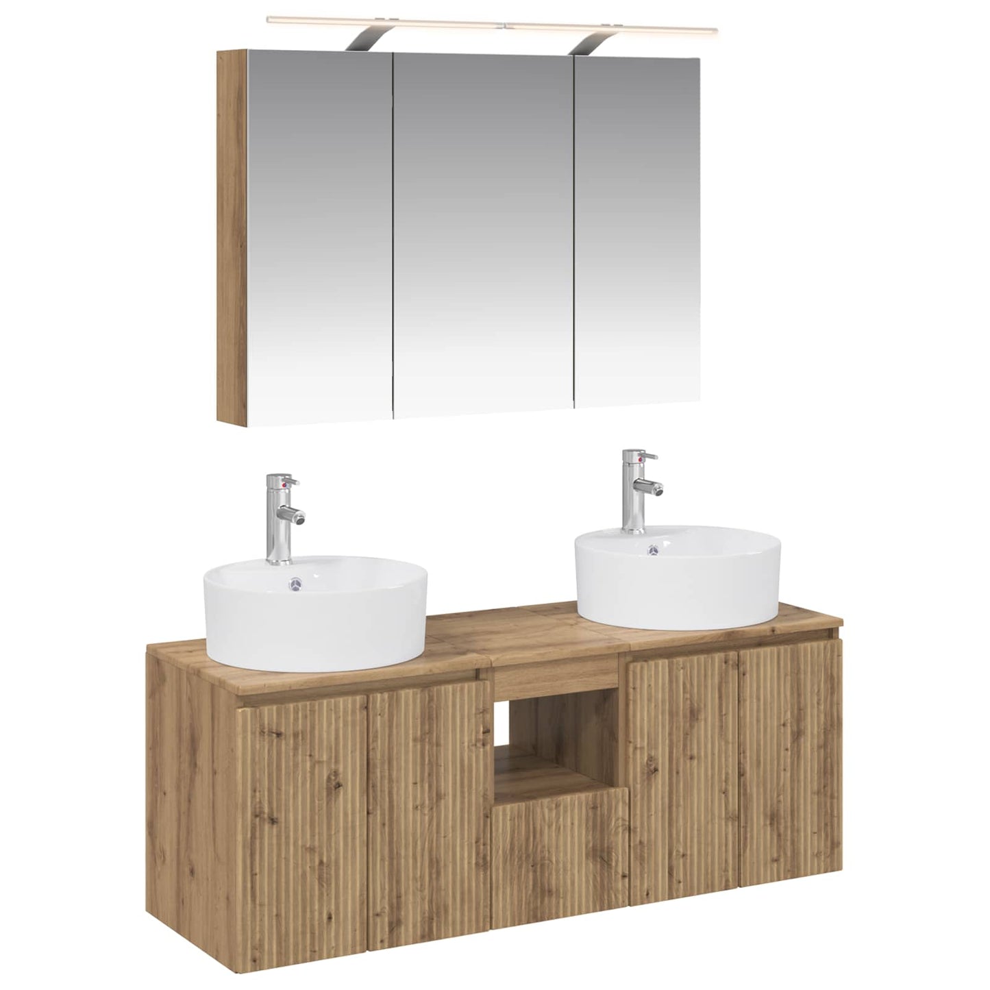 Badkamerkastenset 4 st Artisanaal eiken Bewerkt hout is nu te koop bij PeponiXL, paradijselijk wonen!
