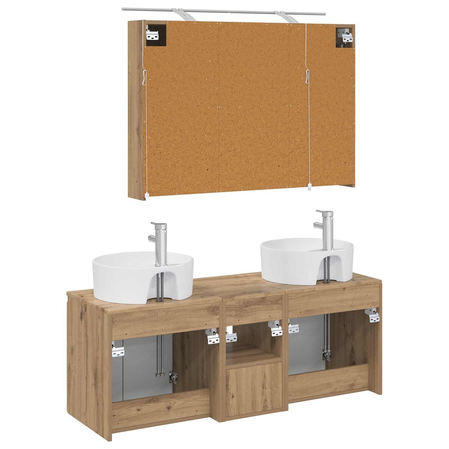 Badkamerkastenset 4 st Artisanaal eiken Bewerkt hout is nu te koop bij PeponiXL, paradijselijk wonen!