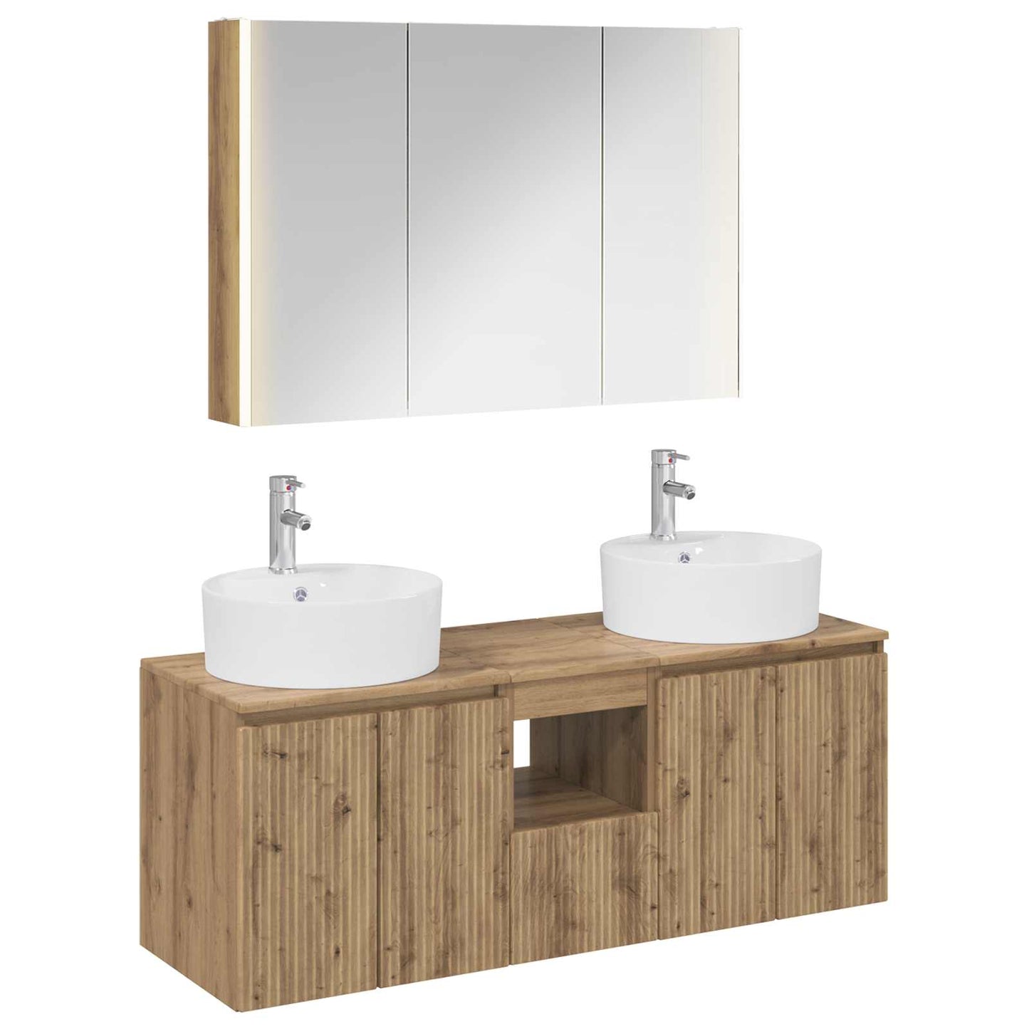Badkamerkastenset 4 st Artisanaal eiken Bewerkt hout is nu te koop bij PeponiXL, paradijselijk wonen!