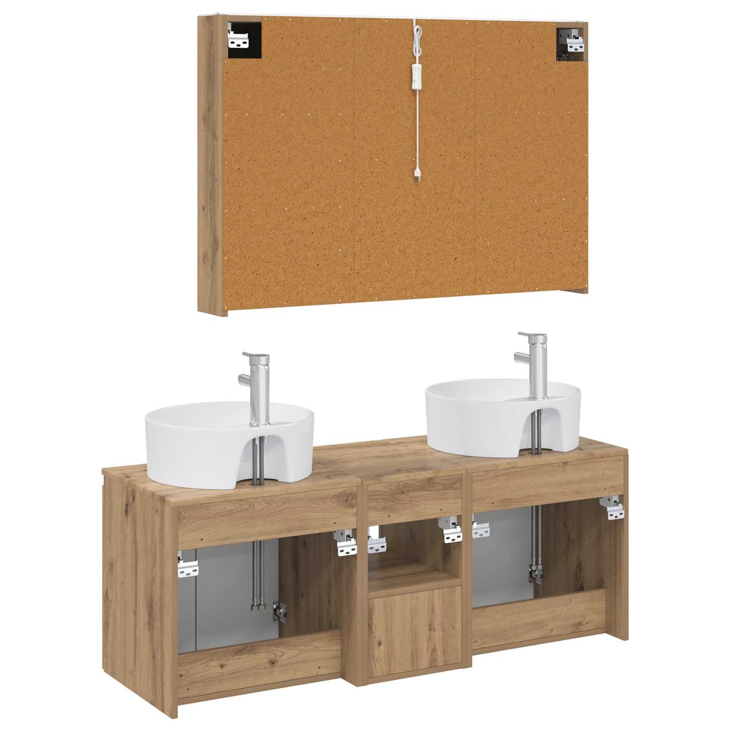 Badkamerkastenset 4 st Artisanaal eiken Bewerkt hout is nu te koop bij PeponiXL, paradijselijk wonen!