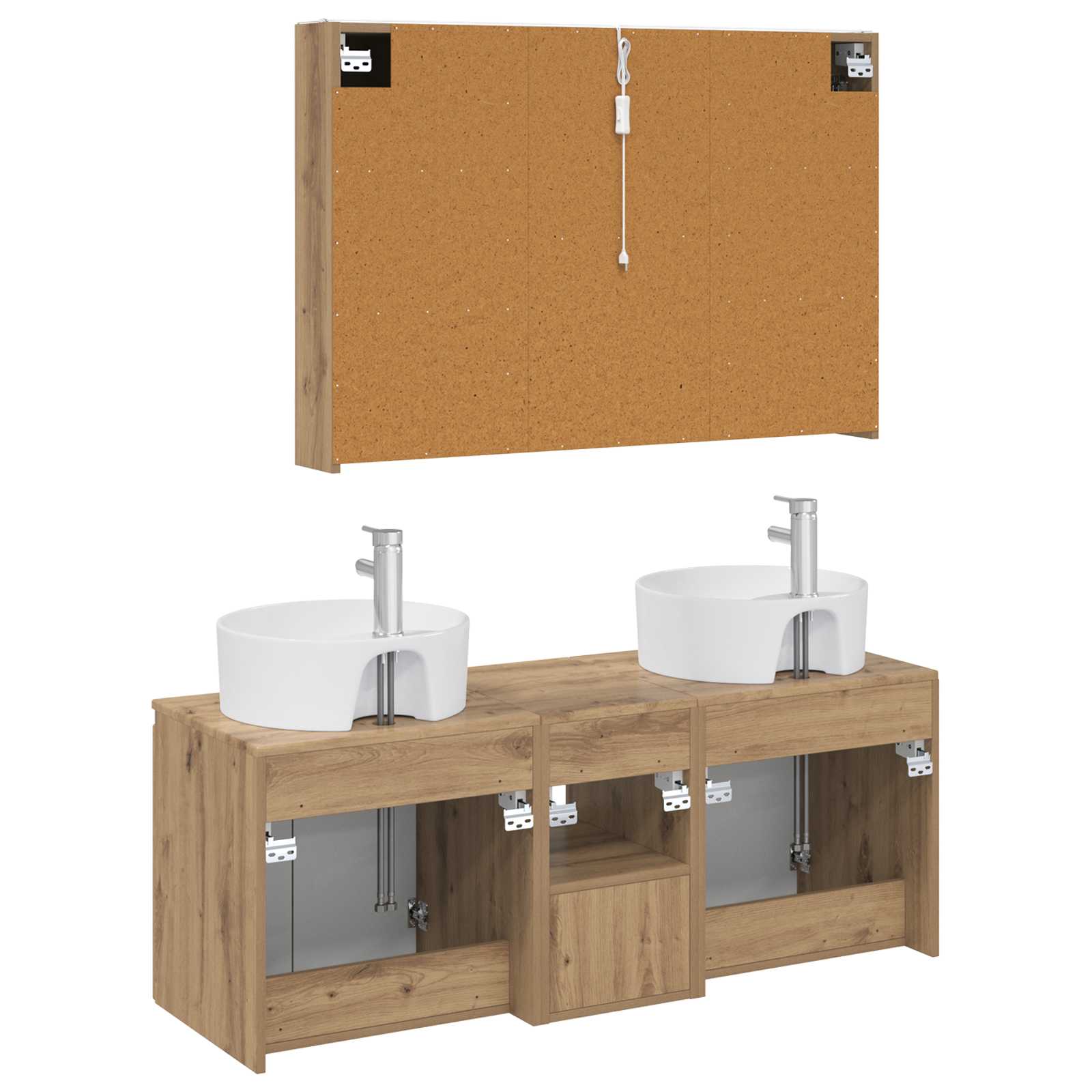 Badkamerkastenset 4 st Artisanaal eiken Bewerkt hout is nu te koop bij PeponiXL, paradijselijk wonen!