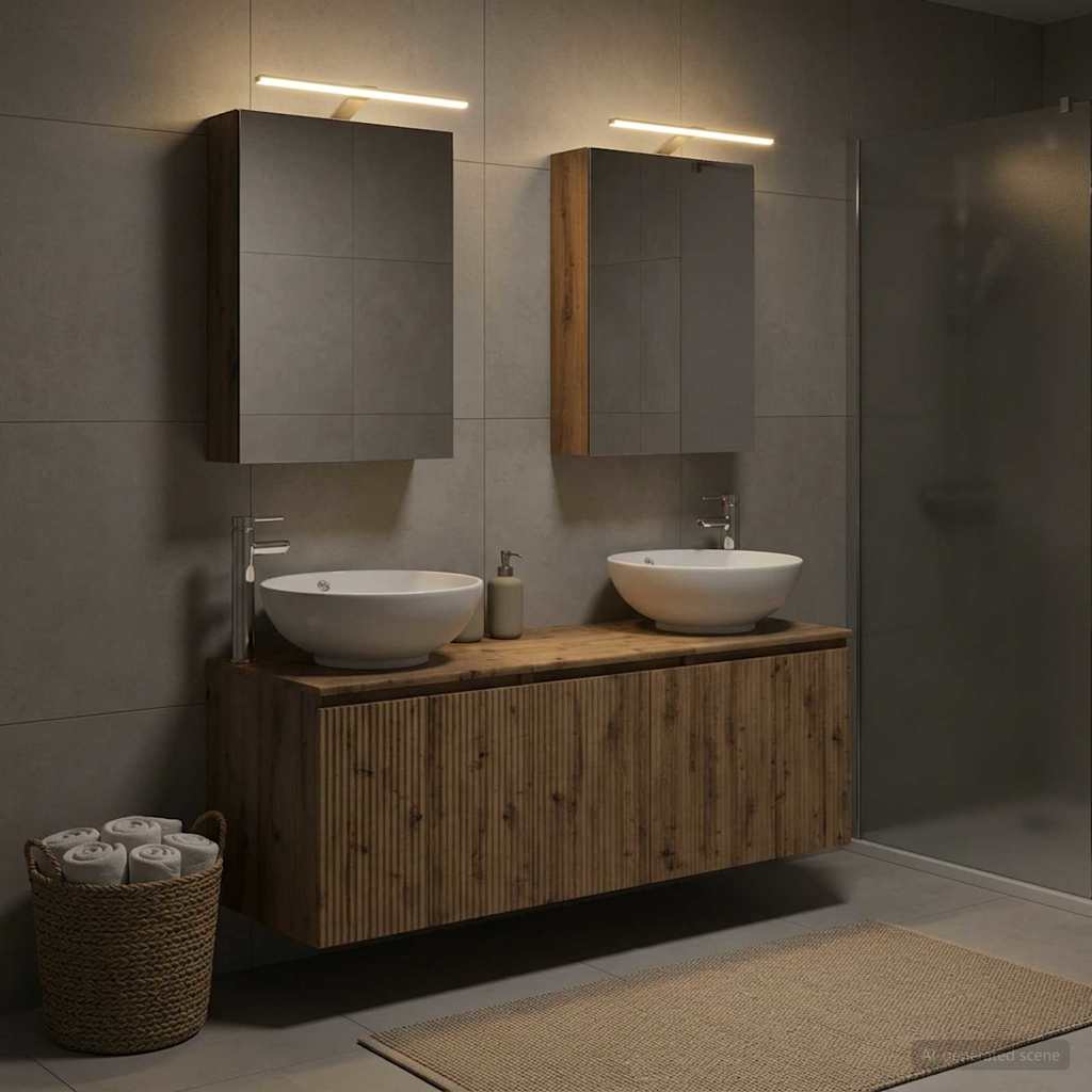Badkamerkastenset 5 st Artisanaal eiken Bewerkt hout is nu te koop bij PeponiXL, paradijselijk wonen!