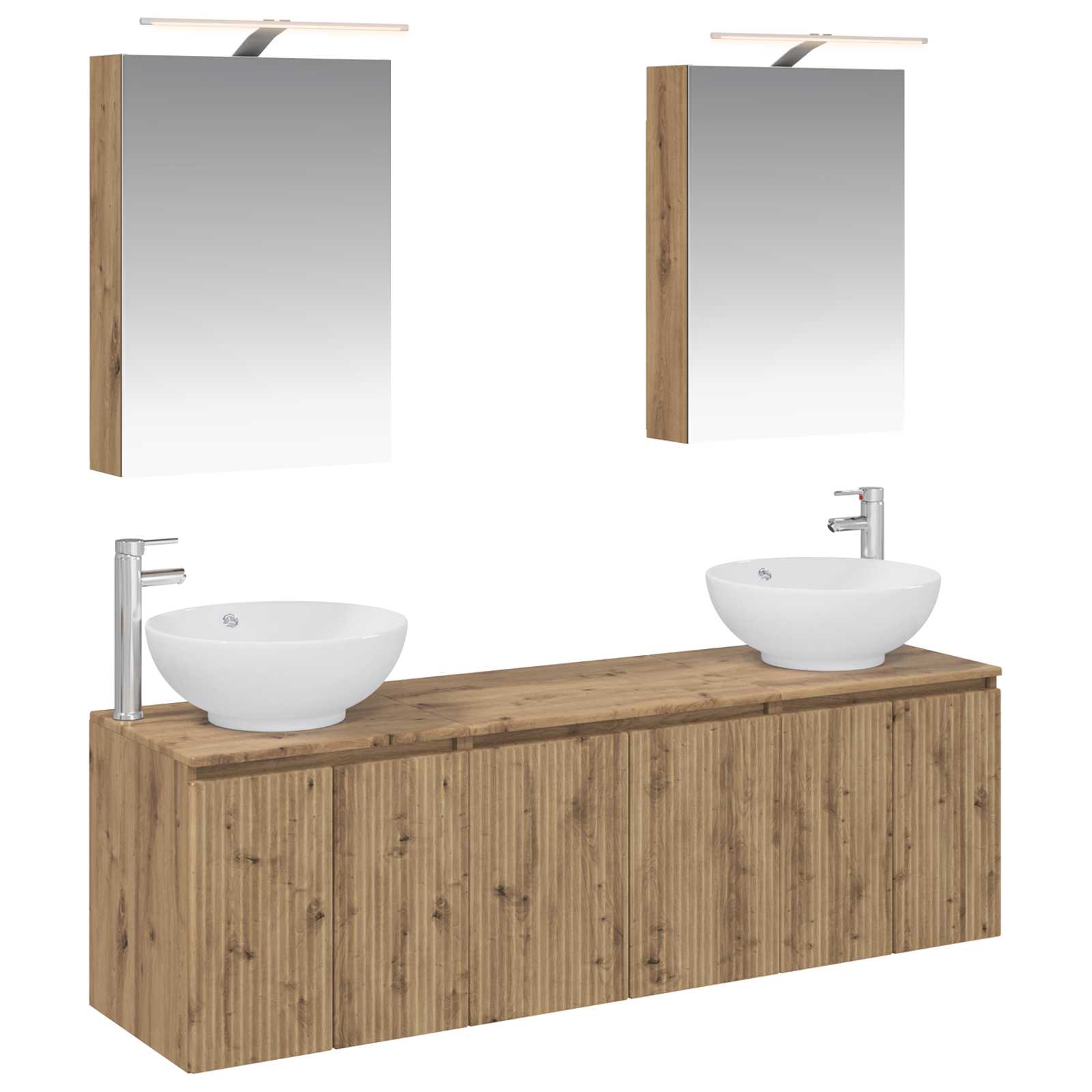 Badkamerkastenset 5 st Artisanaal eiken Bewerkt hout is nu te koop bij PeponiXL, paradijselijk wonen!