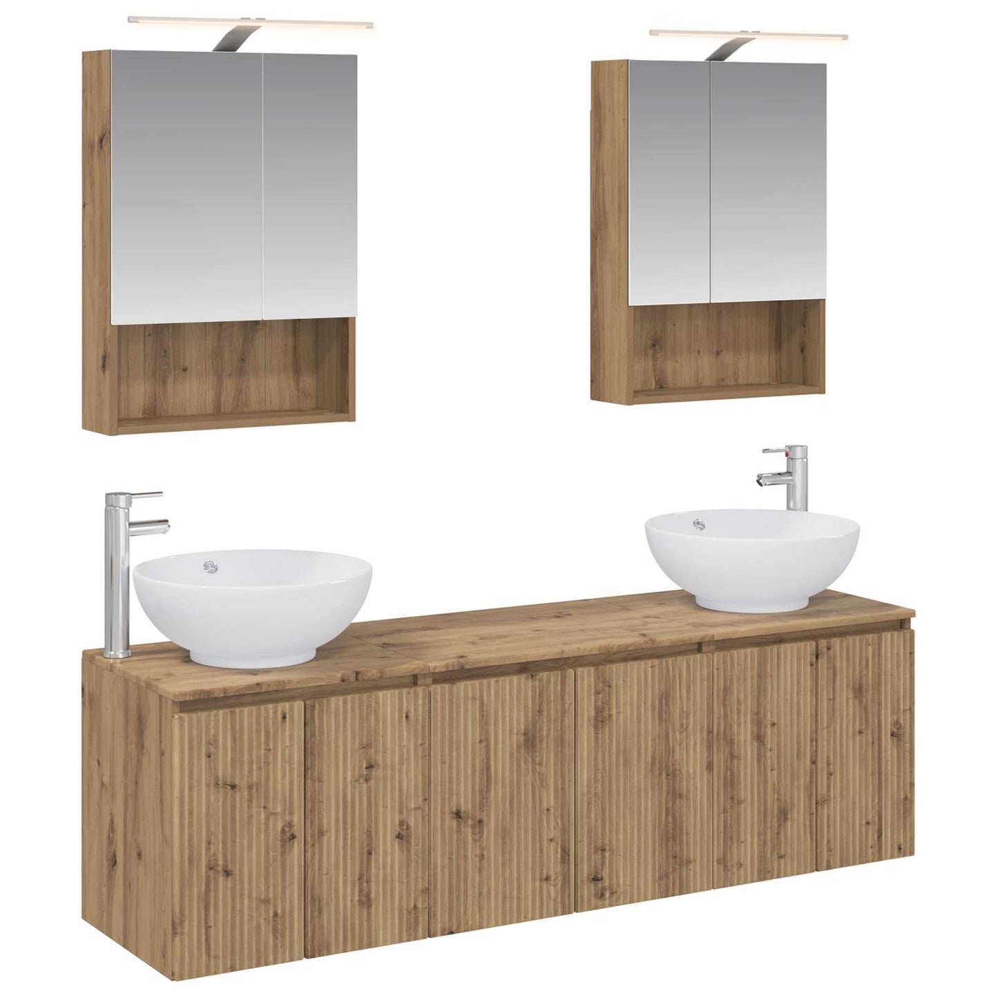 Badkamerkastenset 5 st Artisanaal eiken Bewerkt hout is nu te koop bij PeponiXL, paradijselijk wonen!