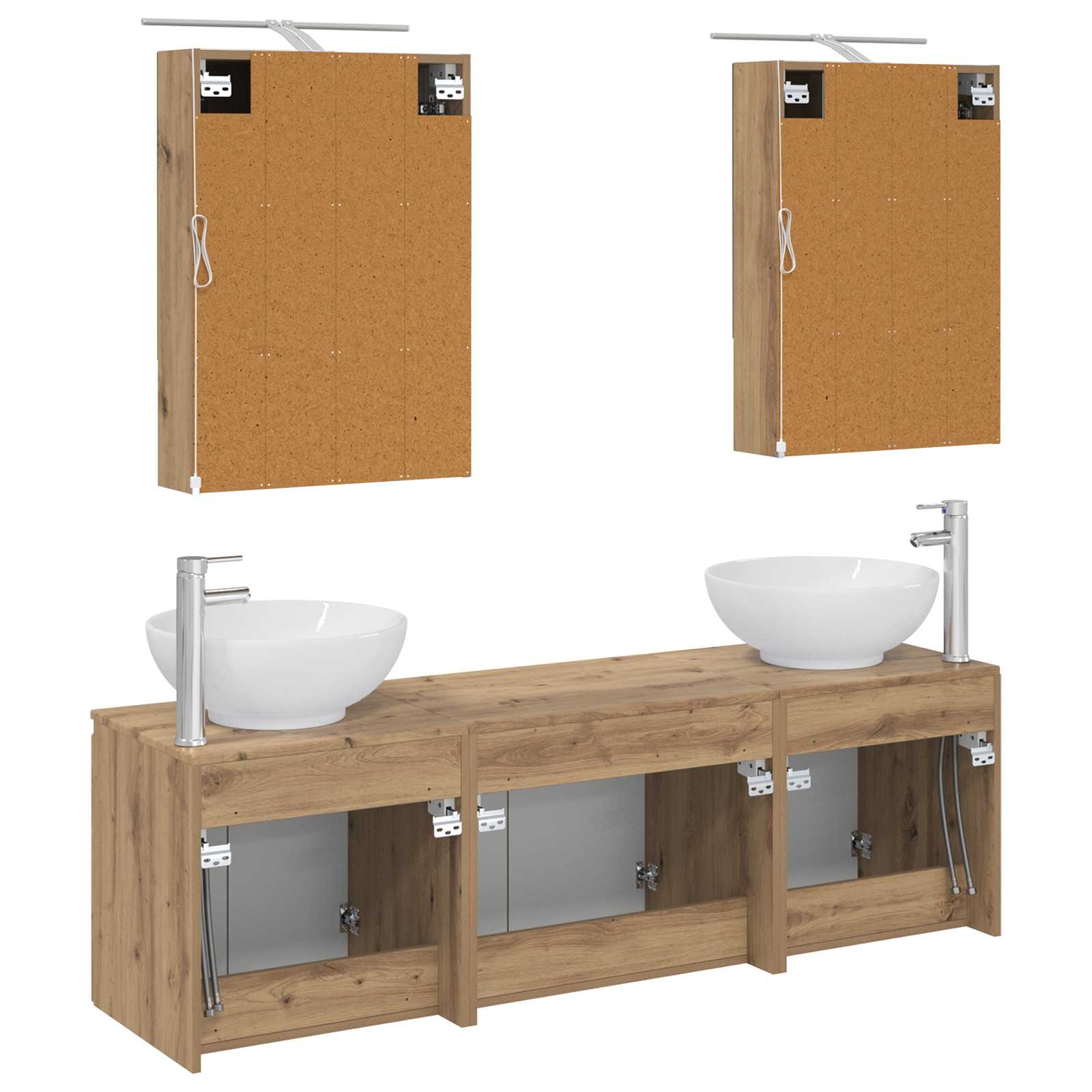 Badkamerkastenset 5 st Artisanaal eiken Bewerkt hout is nu te koop bij PeponiXL, paradijselijk wonen!