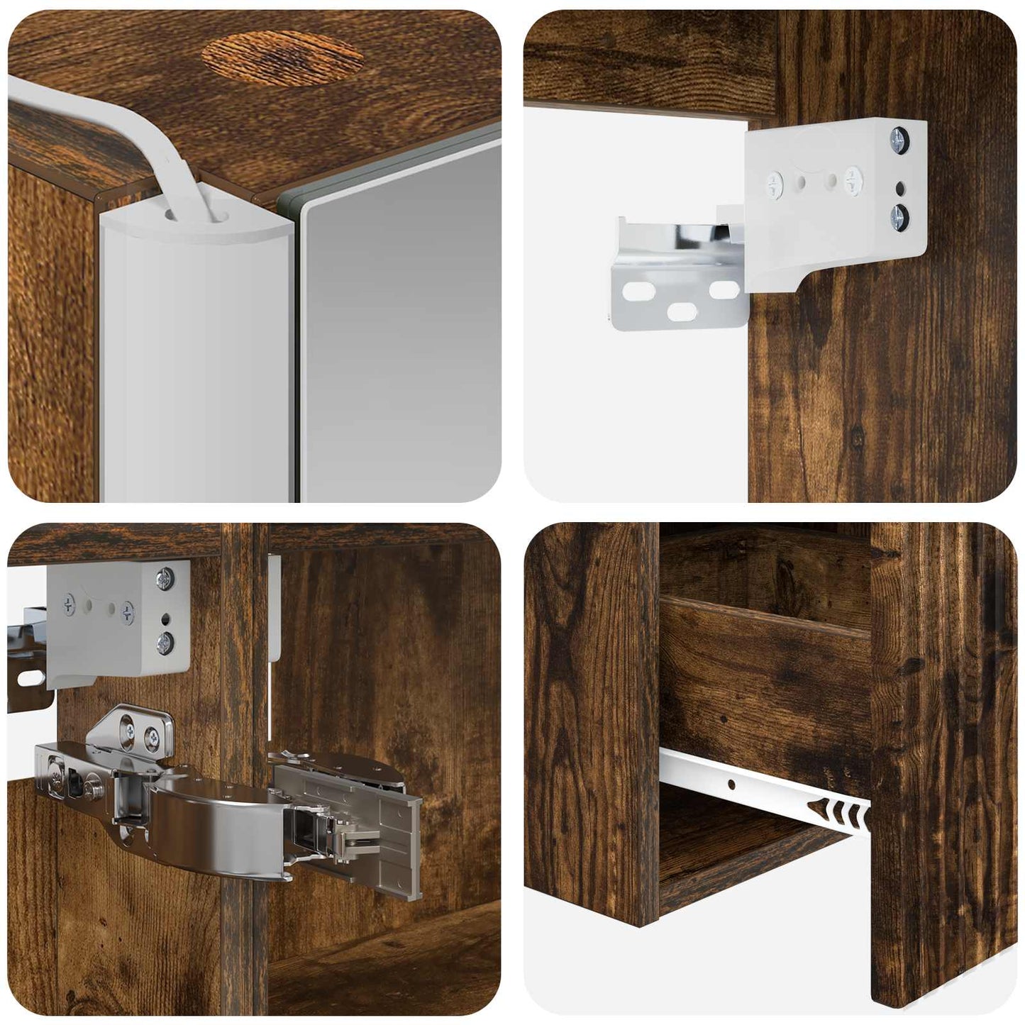 Badkamerkastenset 5 pcs Gerookt eiken Bewerkt hout