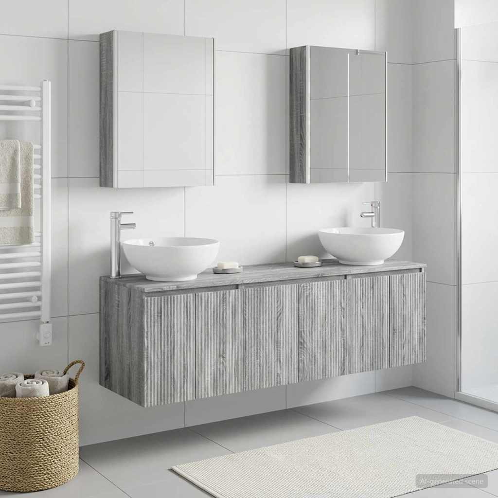 Badkamerkastenset 5 pcs Grijs Sonoma Bewerkt hout