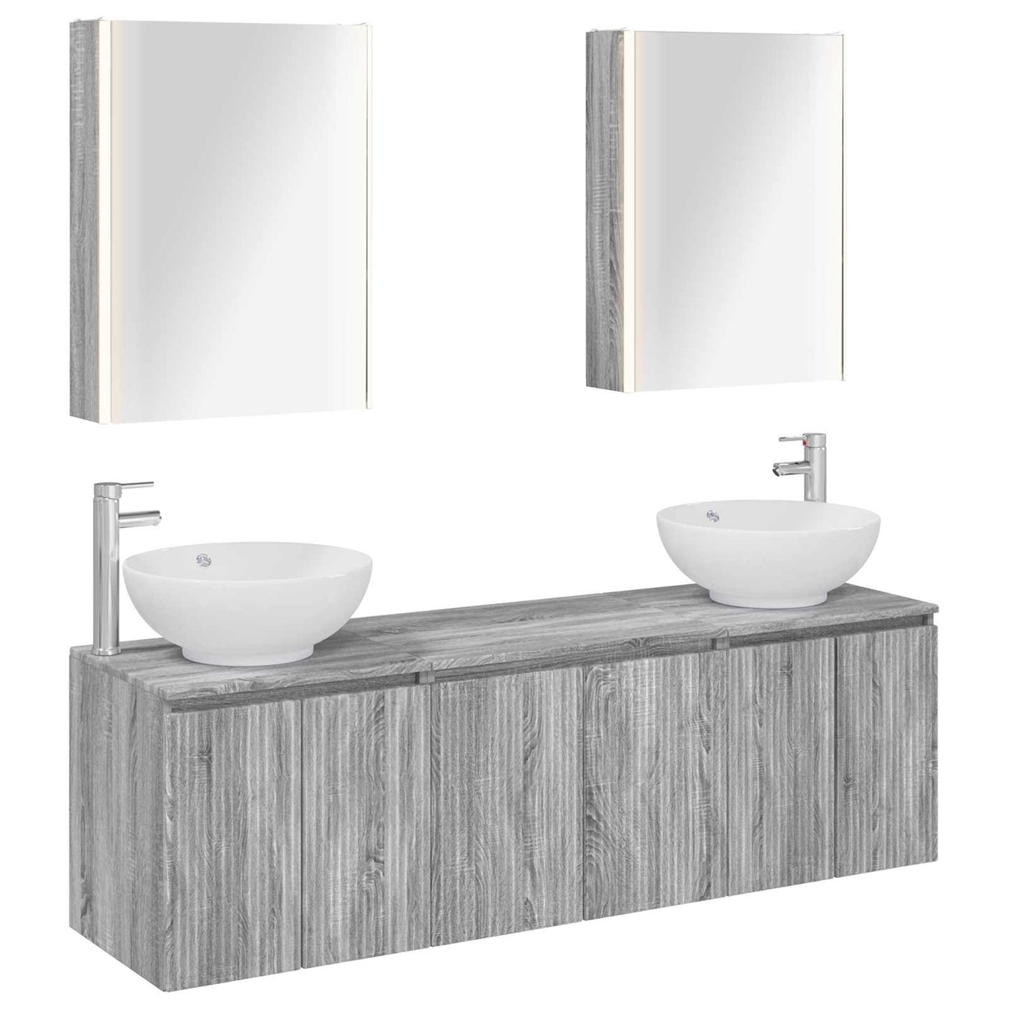 Badkamerkastenset 5 pcs Grijs Sonoma Bewerkt hout