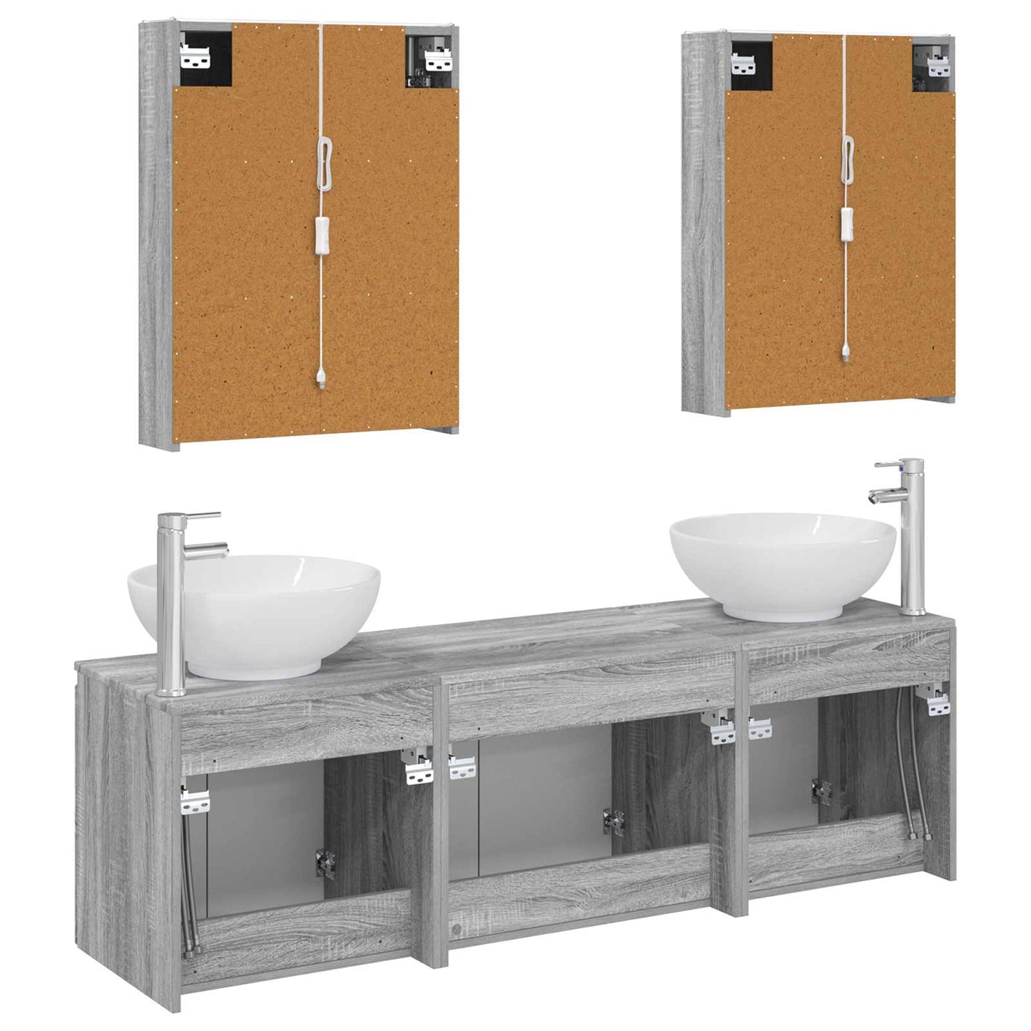 Badkamerkastenset 5 pcs Grijs Sonoma Bewerkt hout