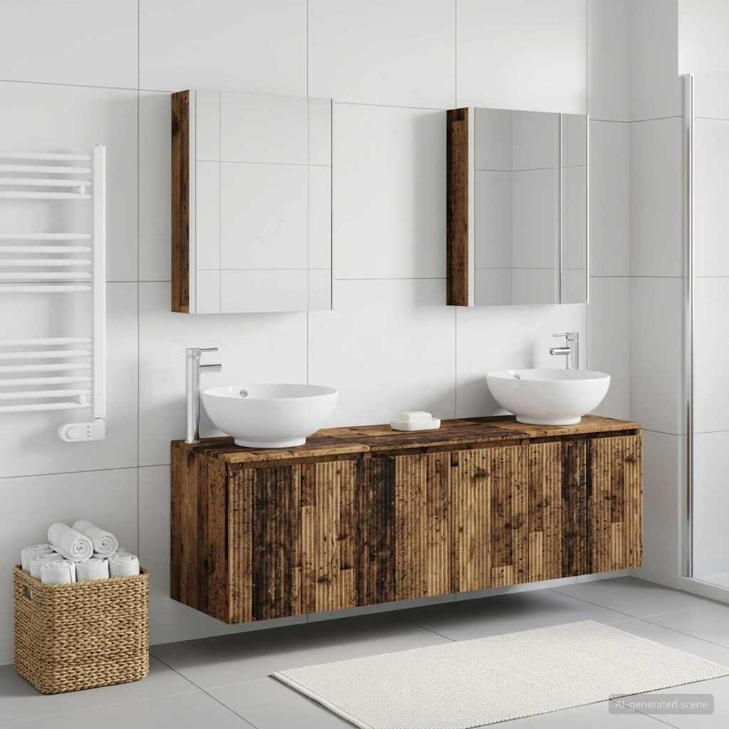 Badkamerkastenset 5 pcs Oud hout Bewerkt hout