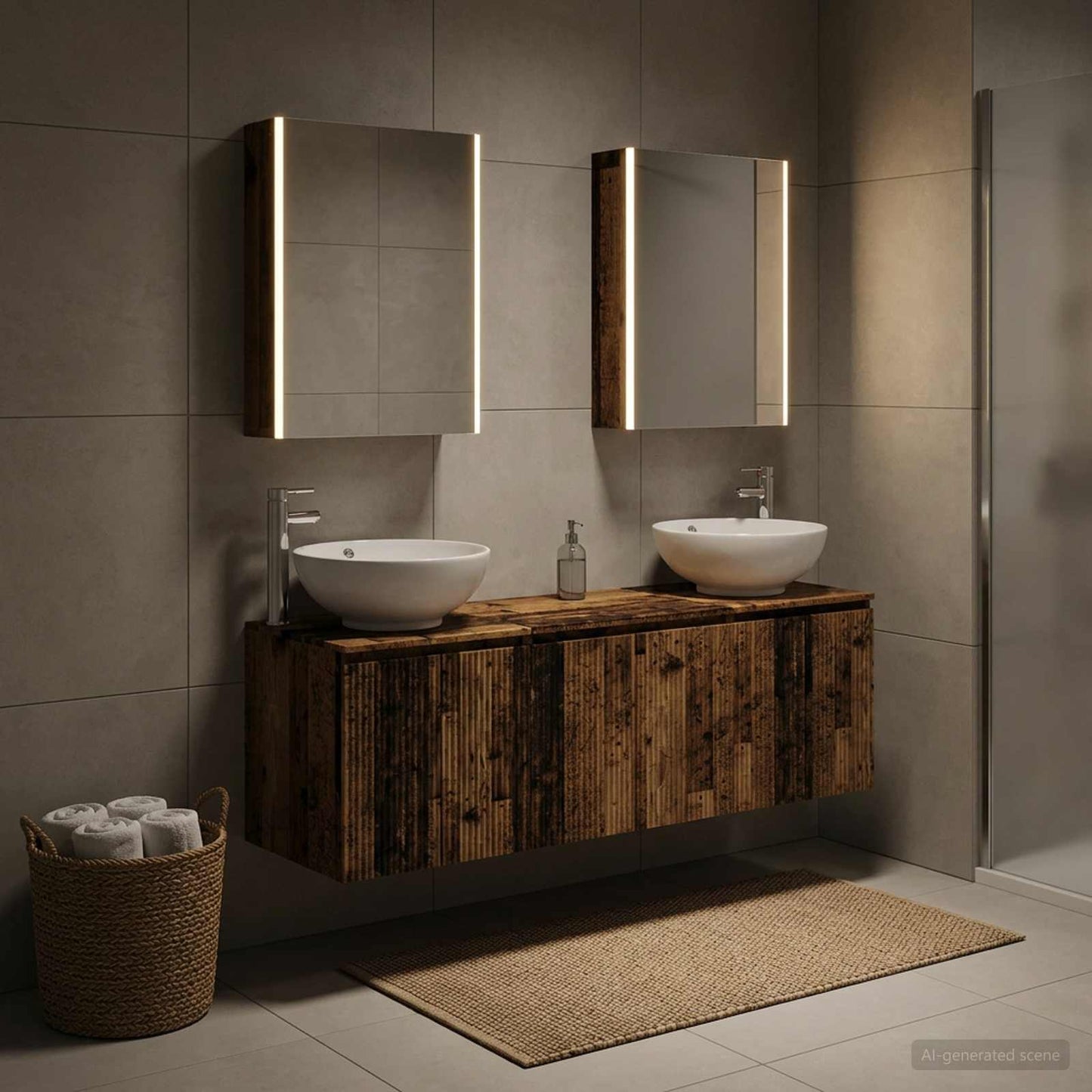 Badkamerkastenset 5 pcs Oud hout Bewerkt hout