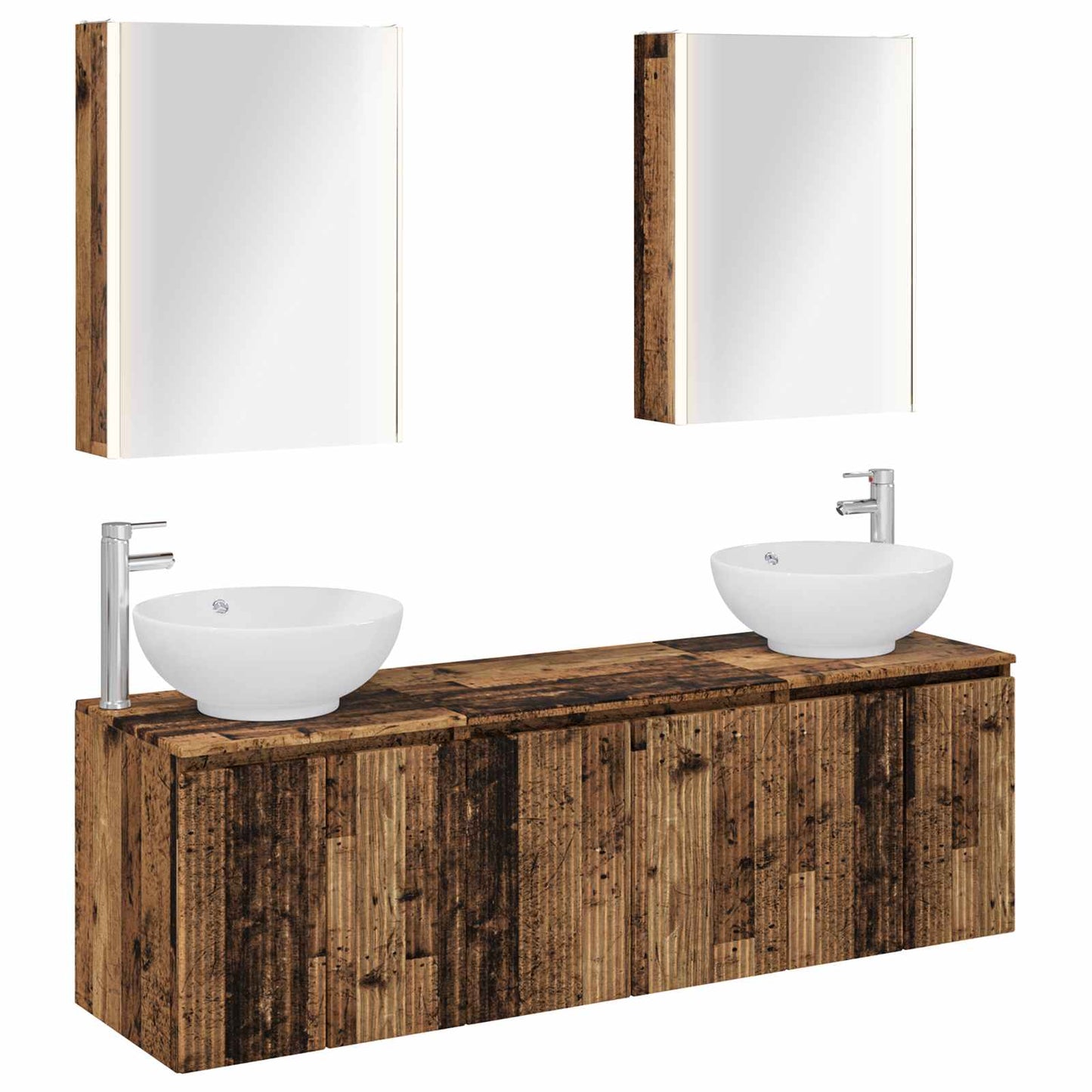 Badkamerkastenset 5 pcs Oud hout Bewerkt hout