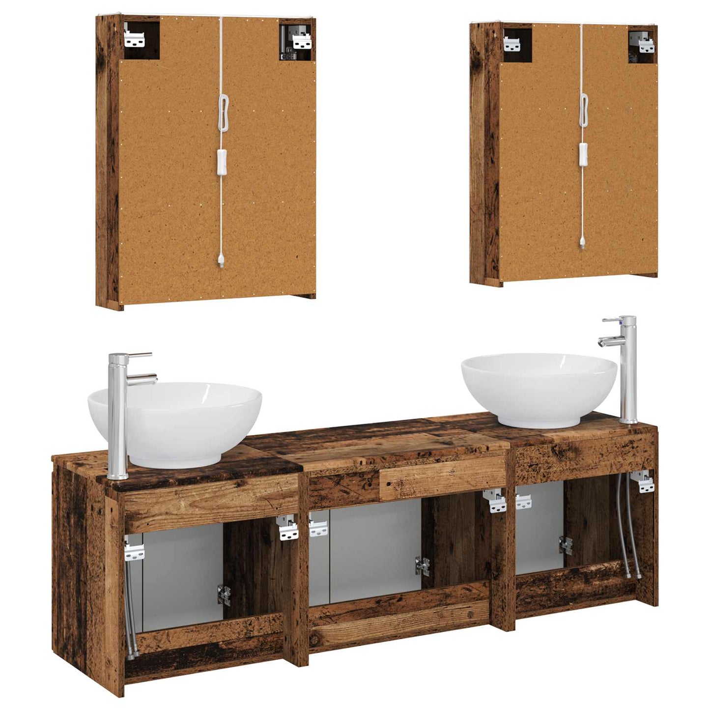 Badkamerkastenset 5 pcs Oud hout Bewerkt hout
