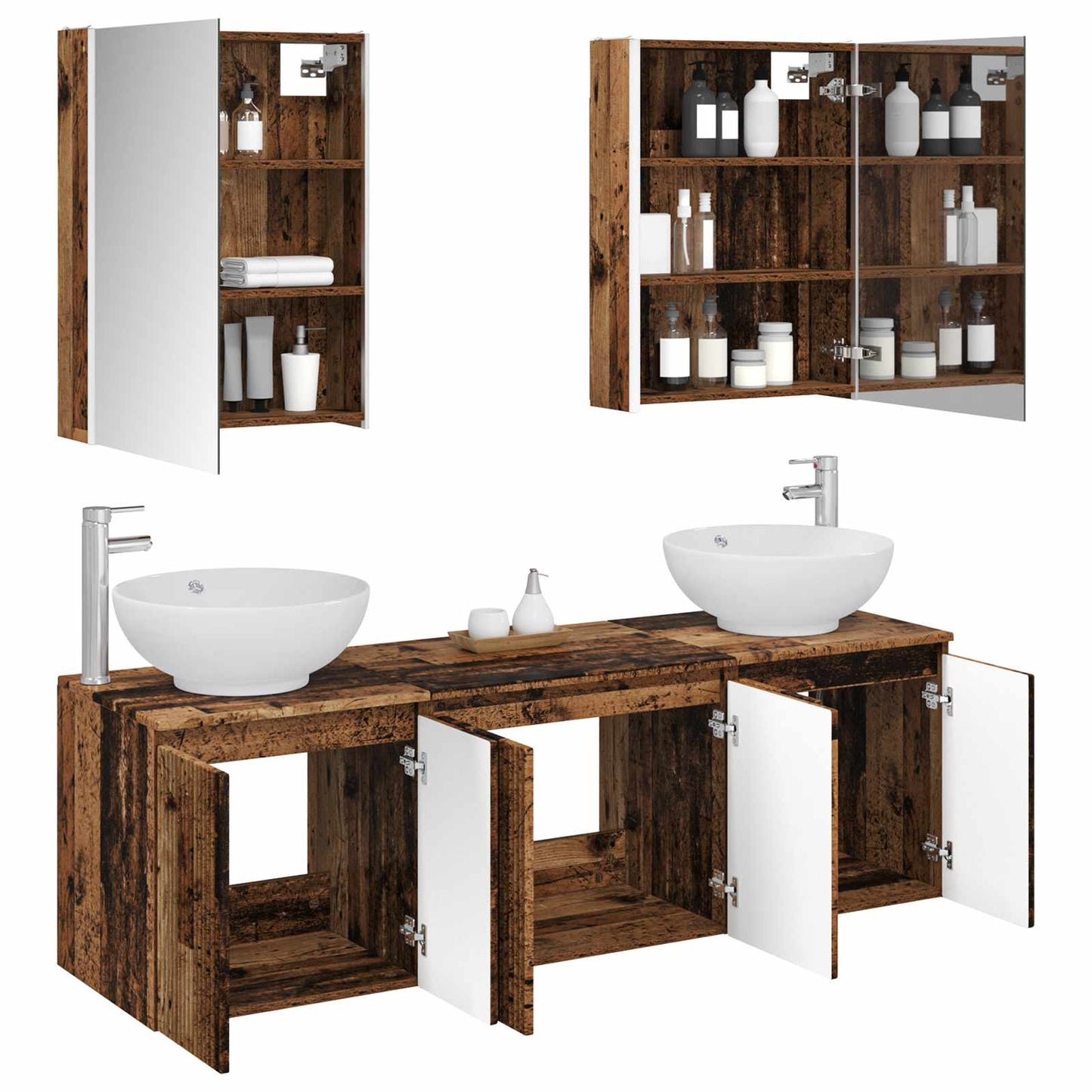 Badkamerkastenset 5 pcs Oud hout Bewerkt hout