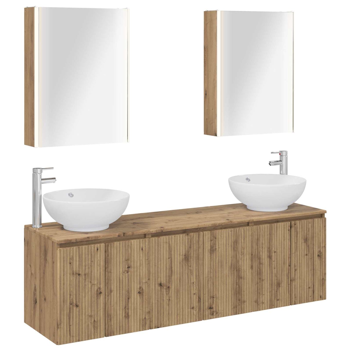 Badkamerkastenset 5 pcs Artisanaal eiken Bewerkt hout
