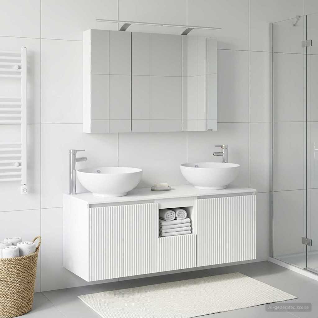 Badkamerkastenset 4 pcs Wit Bewerkt hout