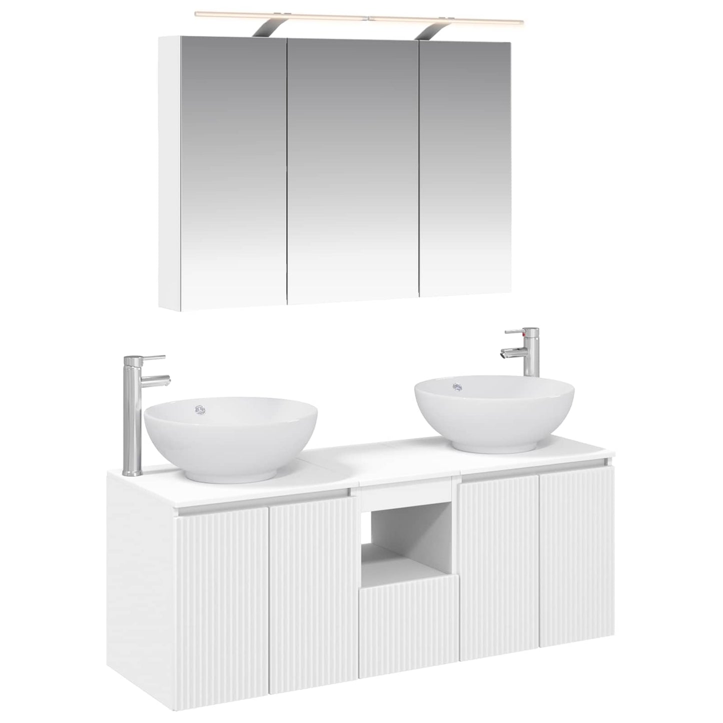 Badkamerkastenset 4 pcs Wit Bewerkt hout