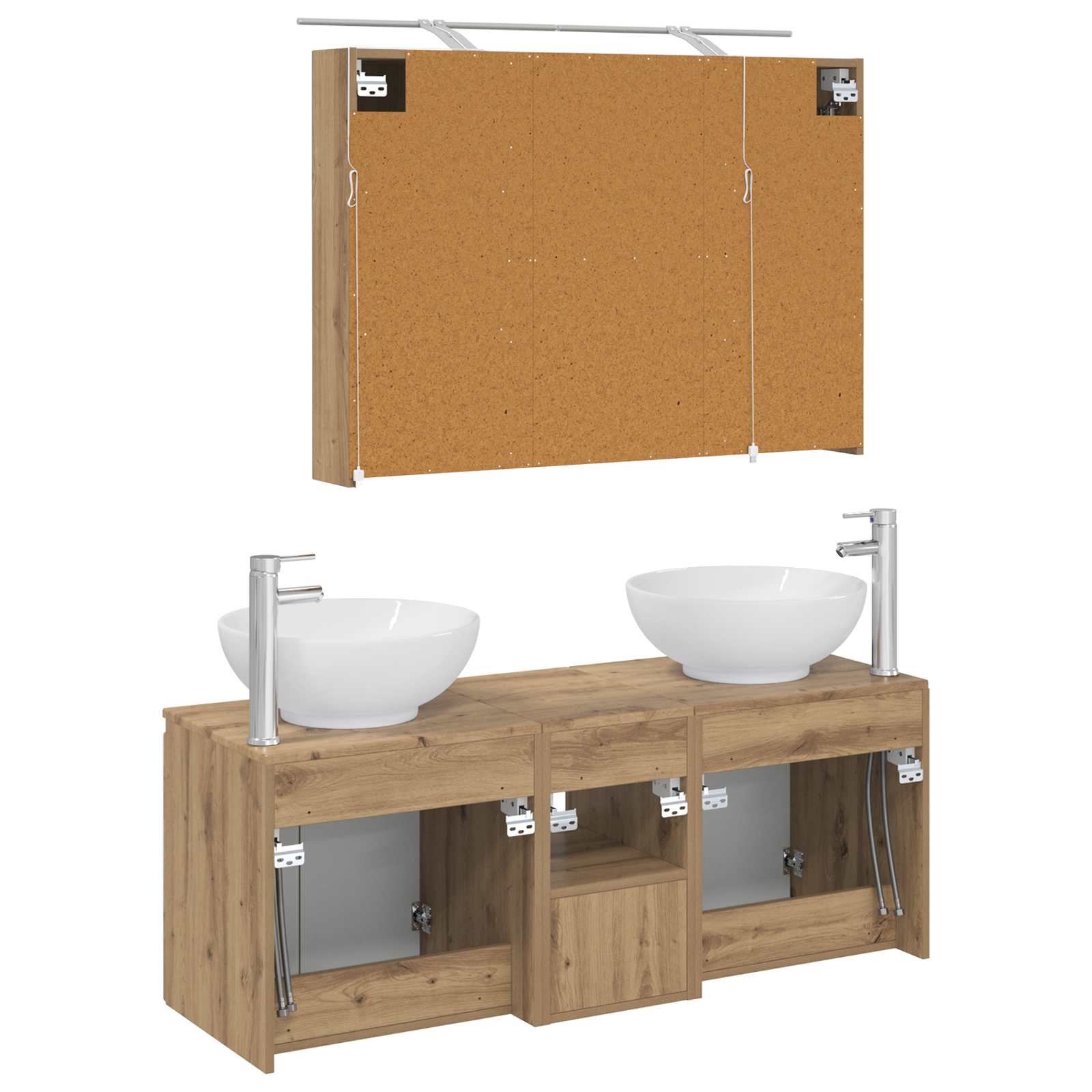 Badkamerkastenset 4 st Artisanaal eiken Bewerkt hout is nu te koop bij PeponiXL, paradijselijk wonen!