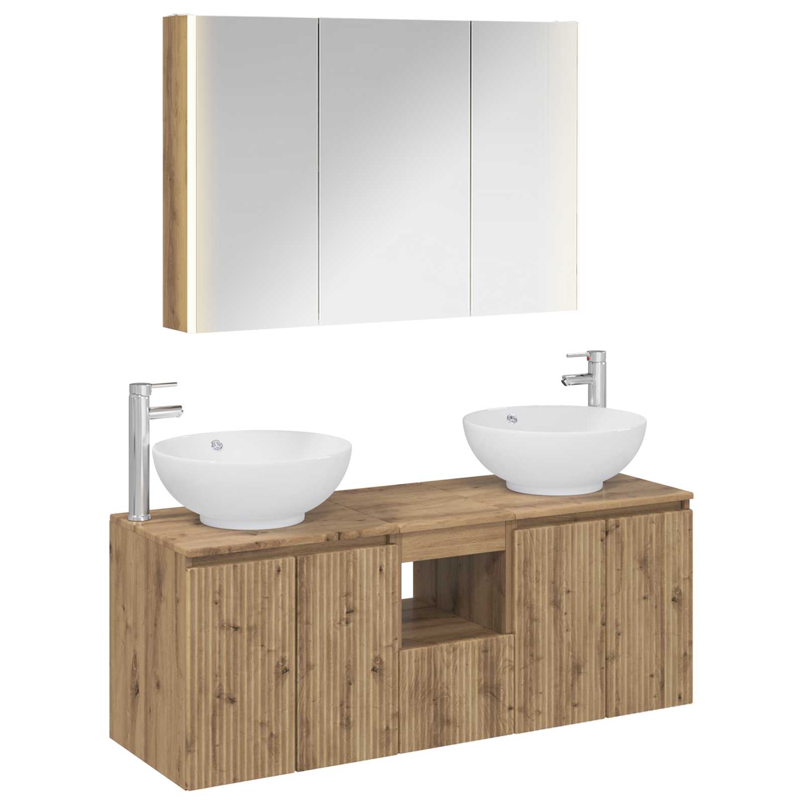 Badkamerkastenset 4 st Artisanaal eiken Bewerkt hout is nu te koop bij PeponiXL, paradijselijk wonen!