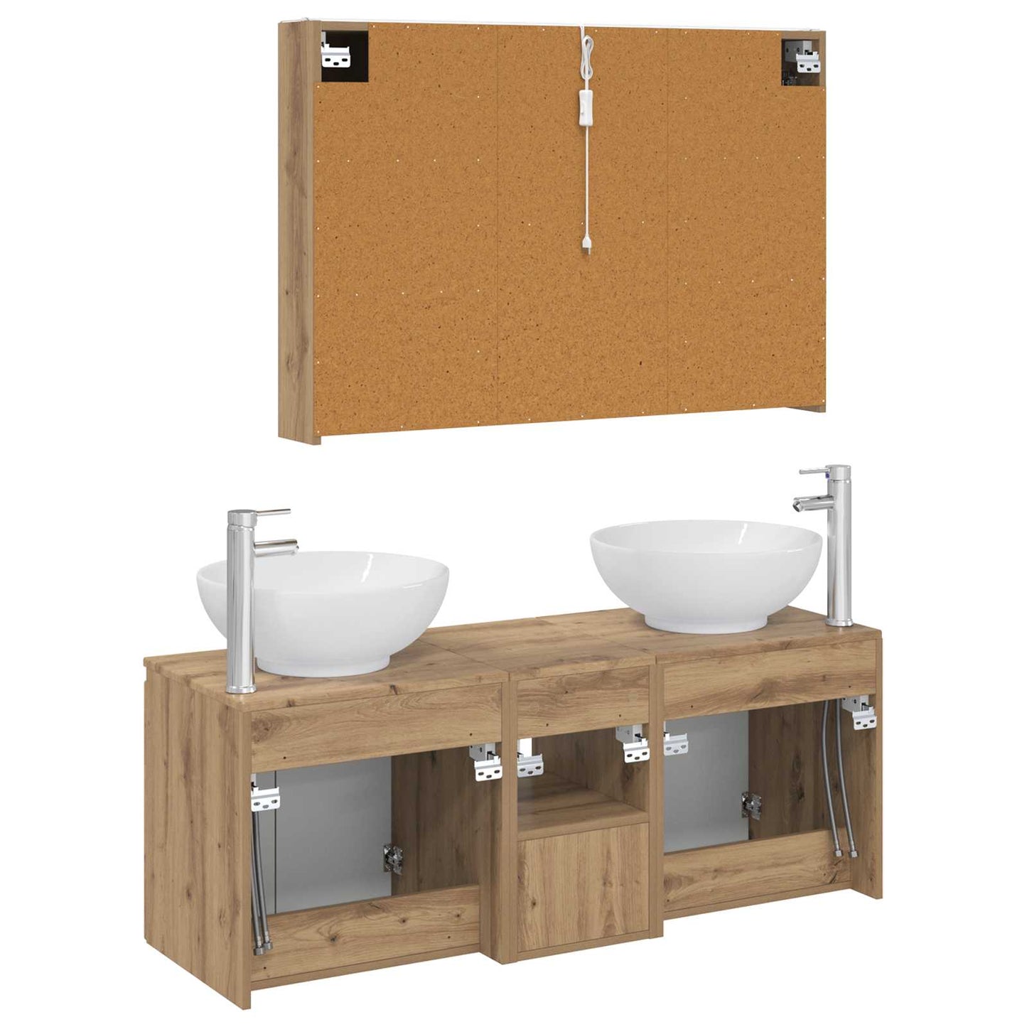 Badkamerkastenset 4 st Artisanaal eiken Bewerkt hout is nu te koop bij PeponiXL, paradijselijk wonen!