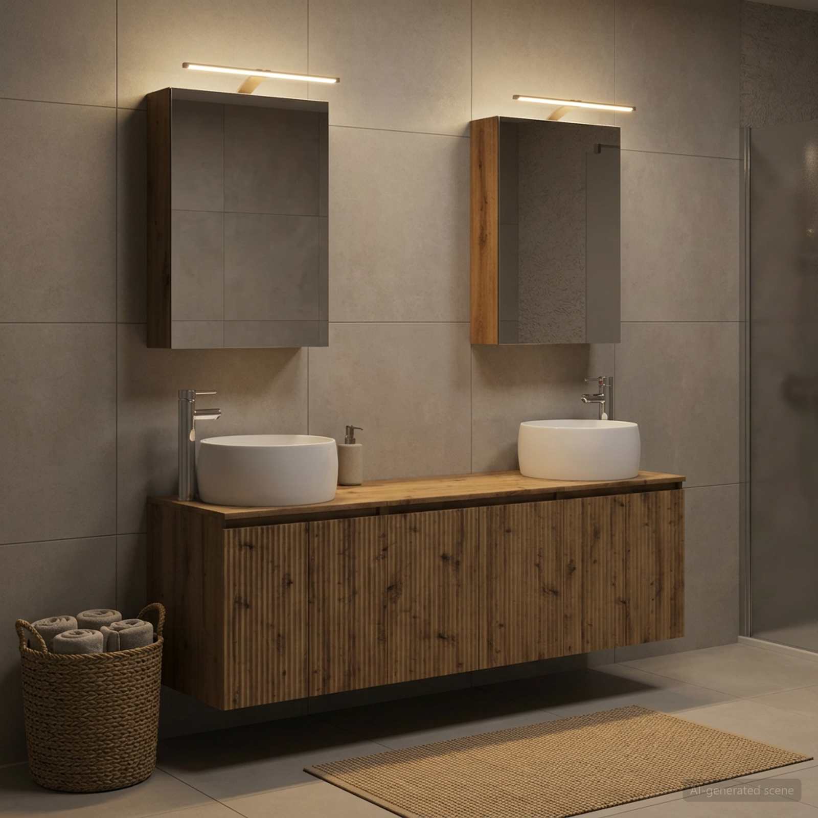Badkamerkastenset 5 st Artisanaal eiken Bewerkt hout is nu te koop bij PeponiXL, paradijselijk wonen!
