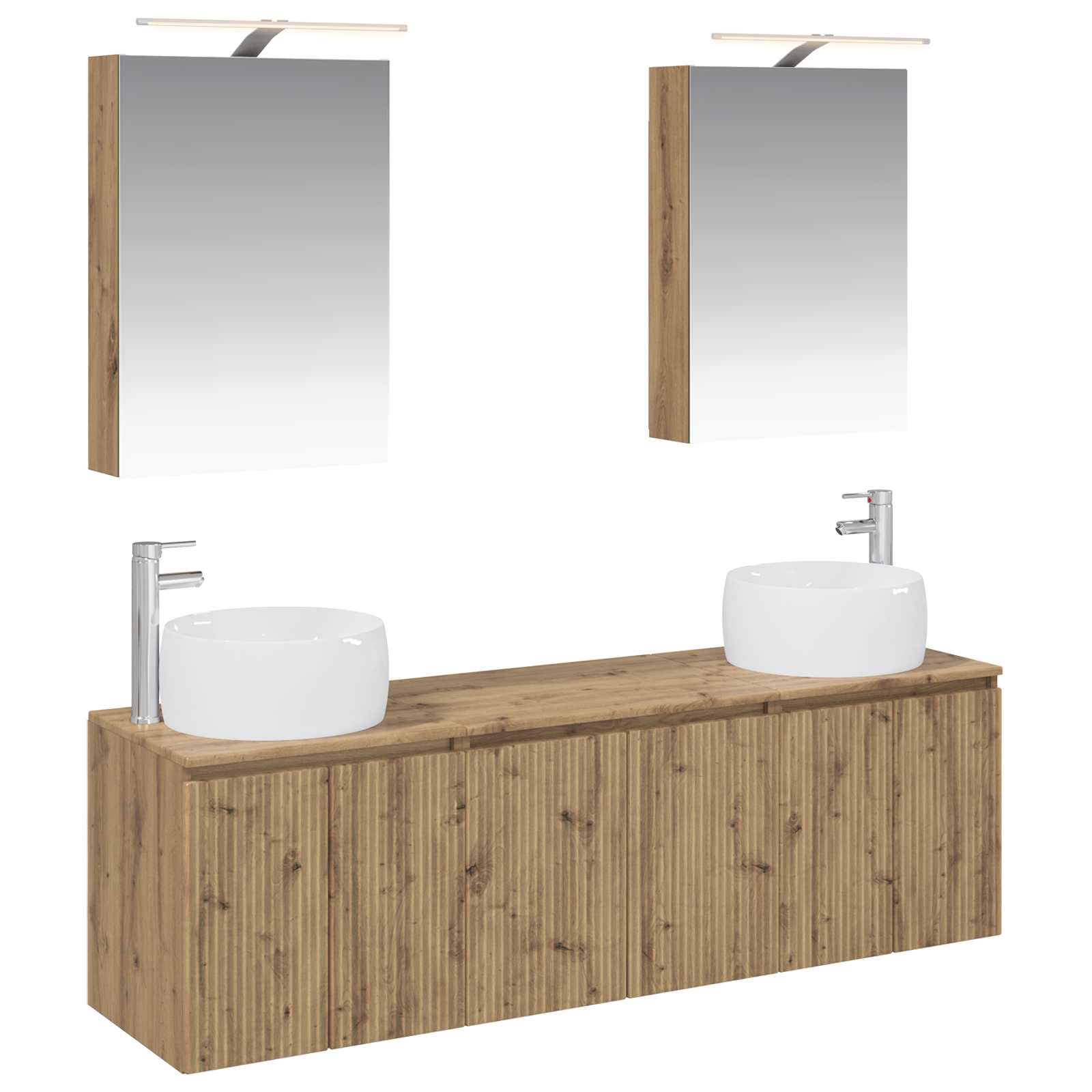 Badkamerkastenset 5 st Artisanaal eiken Bewerkt hout is nu te koop bij PeponiXL, paradijselijk wonen!