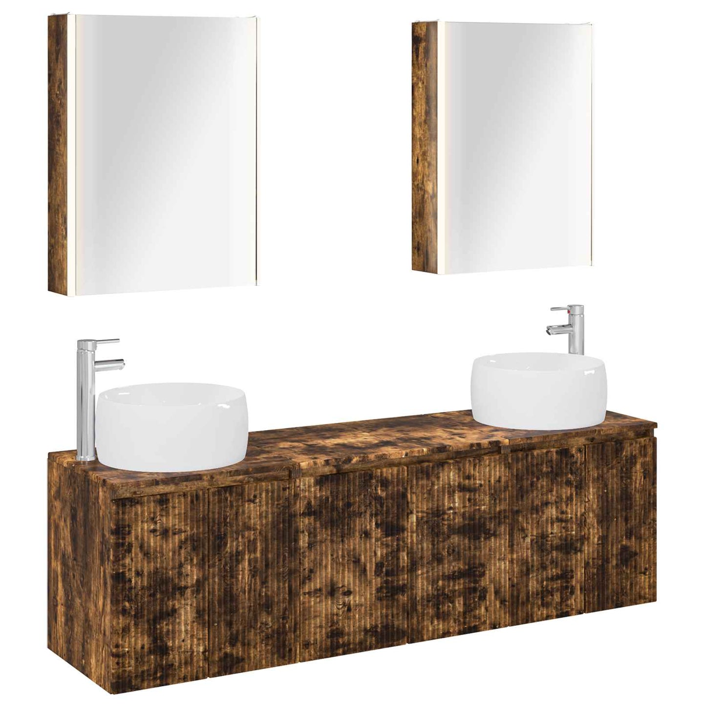 Badkamerkastenset 5 pcs Gerookt eiken Bewerkt hout