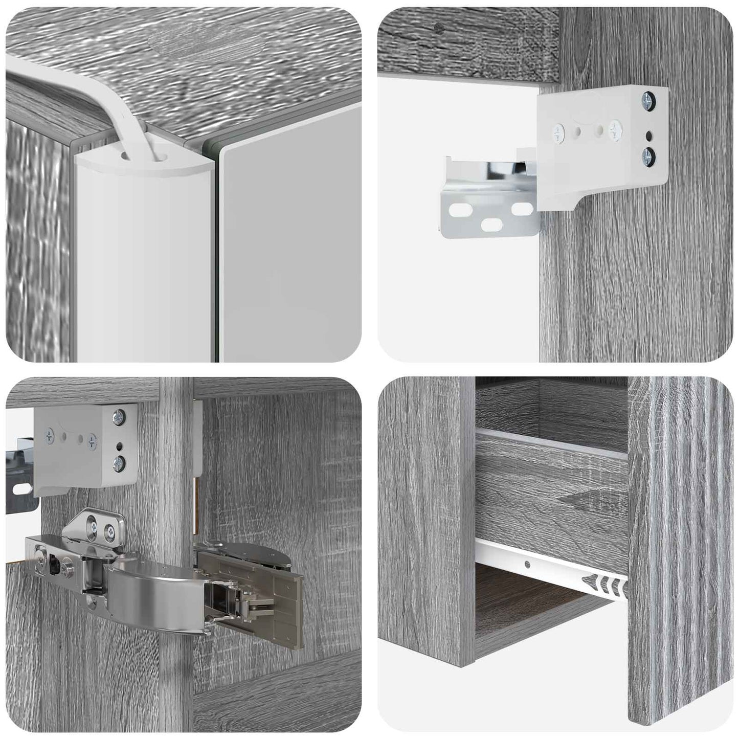 Badkamerkastenset 5 pcs Grijs Sonoma Bewerkt hout