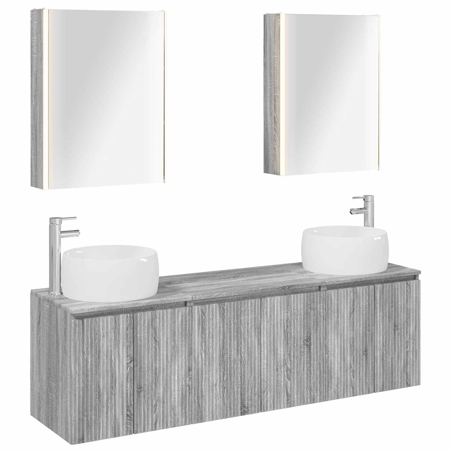 Badkamerkastenset 5 pcs Grijs Sonoma Bewerkt hout
