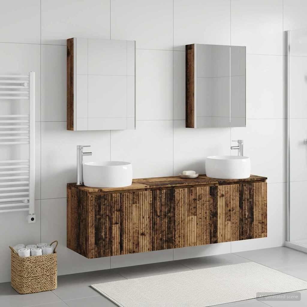 Badkamerkastenset 5 pcs Oud hout Bewerkt hout