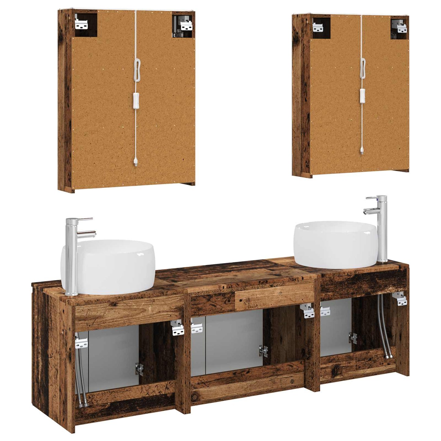 Badkamerkastenset 5 pcs Oud hout Bewerkt hout
