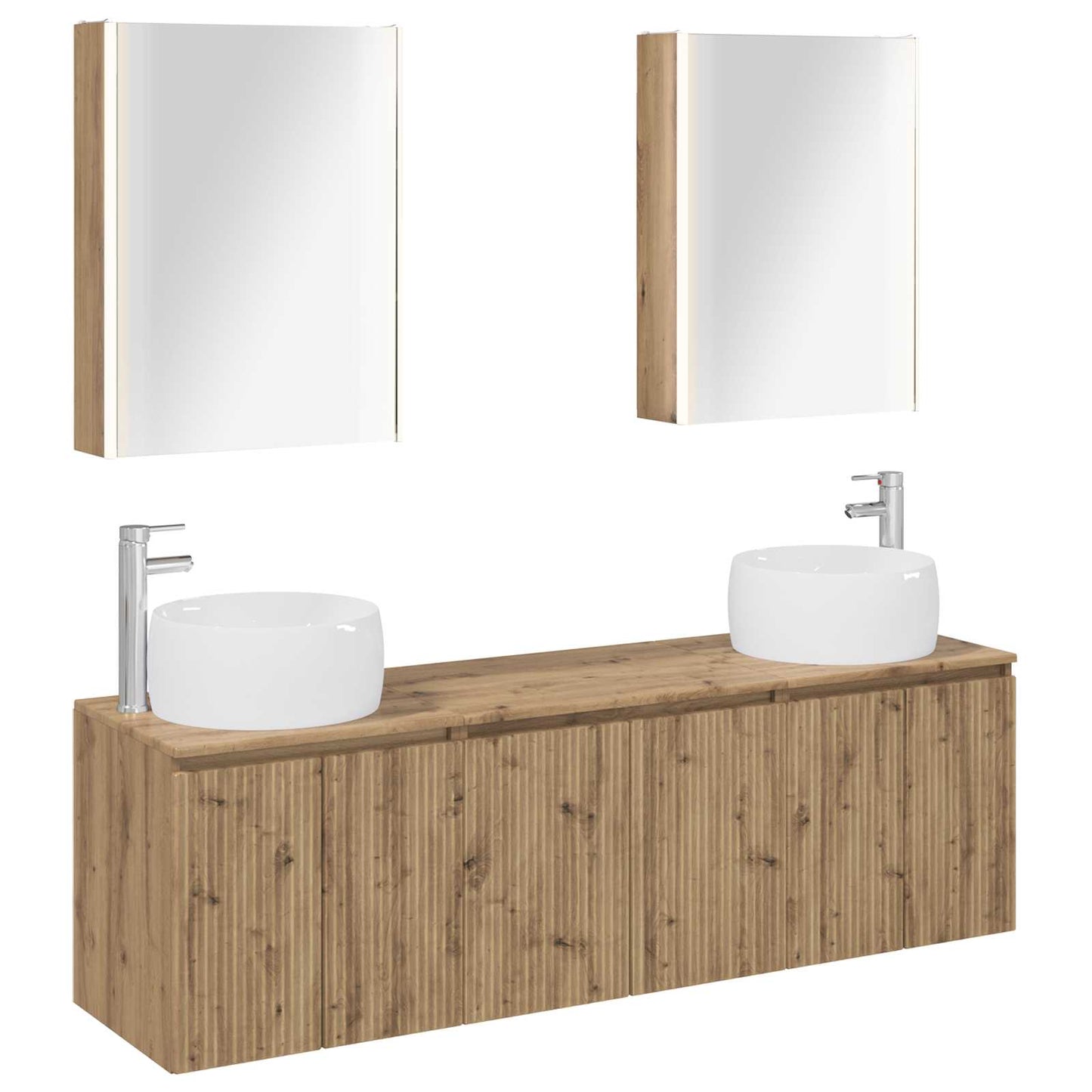 Badkamerkastenset 5 pcs Artisanaal eiken Bewerkt hout