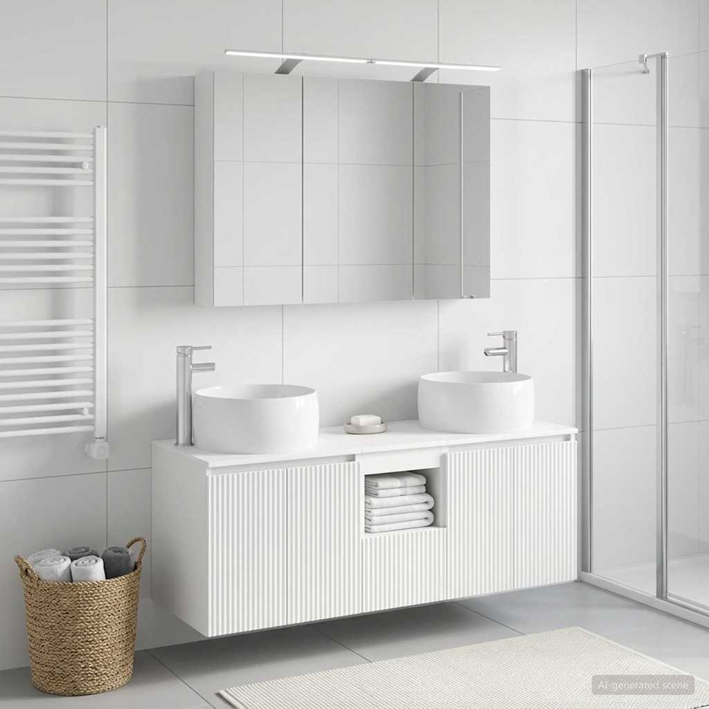 Badkamerkastenset 4 pcs Wit Bewerkt hout