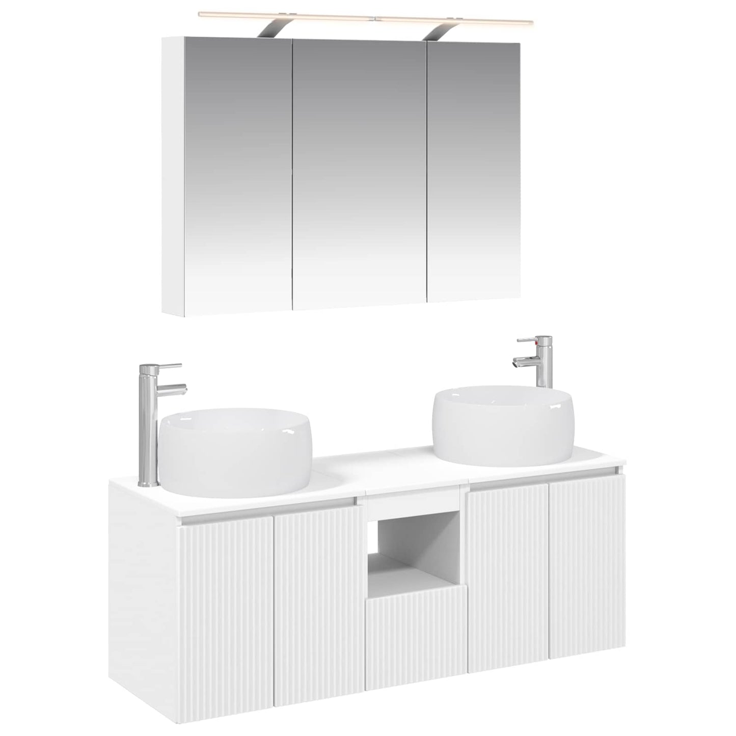Badkamerkastenset 4 pcs Wit Bewerkt hout