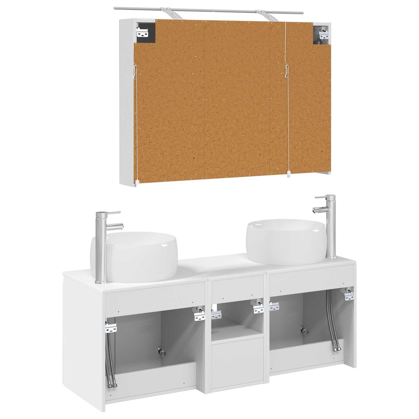 Badkamerkastenset 4 pcs Wit Bewerkt hout
